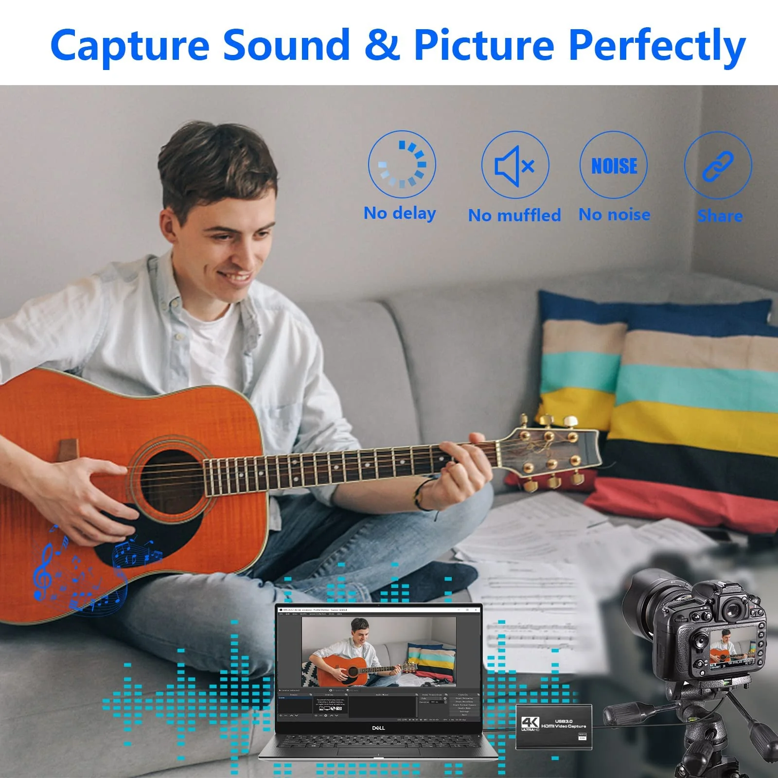Capture Card Nintendo Switch, Video Capture Card, Game Capture Cards 4K 1080P 60FPS, HDMI to USB 3.0 Capture Cards for Streaming Work with PS4/PC/OBS/Camera - Image 5