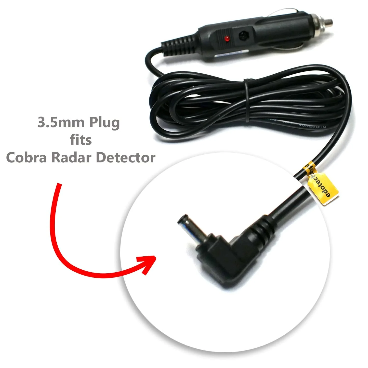 Car Adapter Cable Power Cord for Cobra Rad480i 250 350 450 500g 950 Xrs9955 Spx6655 Spx955 Spx5500 Esd9275 Esd9110 Esd7570 Rad450 Xrs9845 Xrs9880 Radar Laser Detector (6.5 ft Long) - Image 2