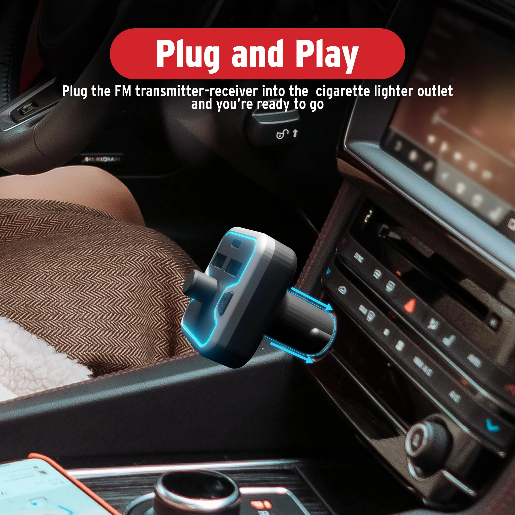 Car and Driver Bluetooth 5.0 FM Transmitter Car Charger, USB-C PD Fast Charging Adapter, Dual USB Car Lighter Plug with Hands Free Calls, Music Streaming for iPhone Android Alexa Siri Google - Image 6