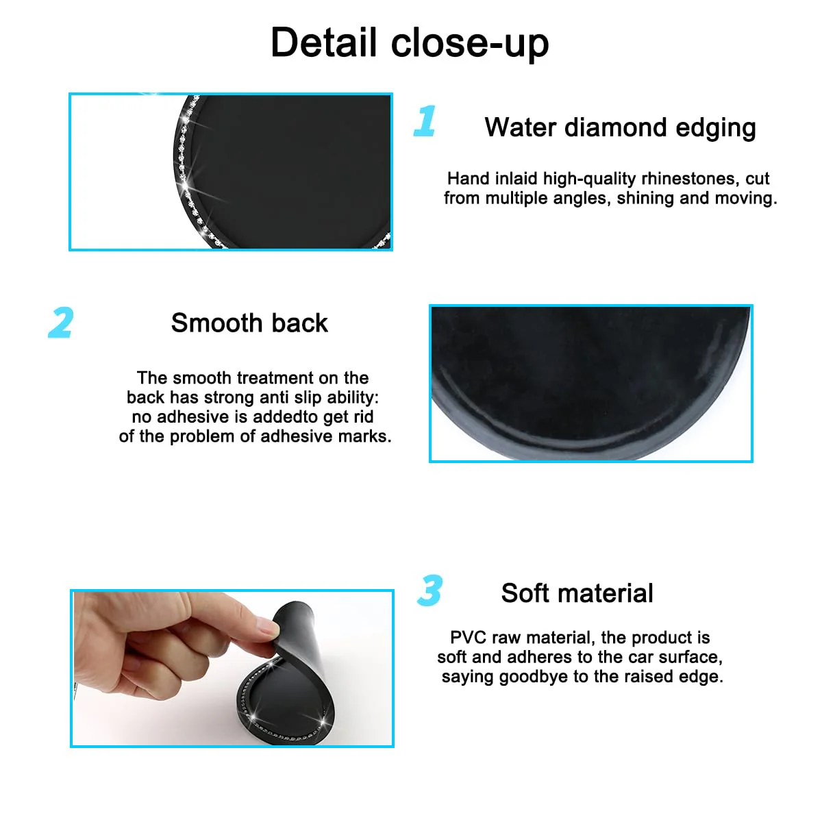 Car Anti-Slip Pad for Dashboard, PVC Non-Slip Washable Reusable Gripping Mat, Multi-Functional Extra Strong Sticky Pad for Phone GPS Sunglasses Coins Holds Black - Image 4