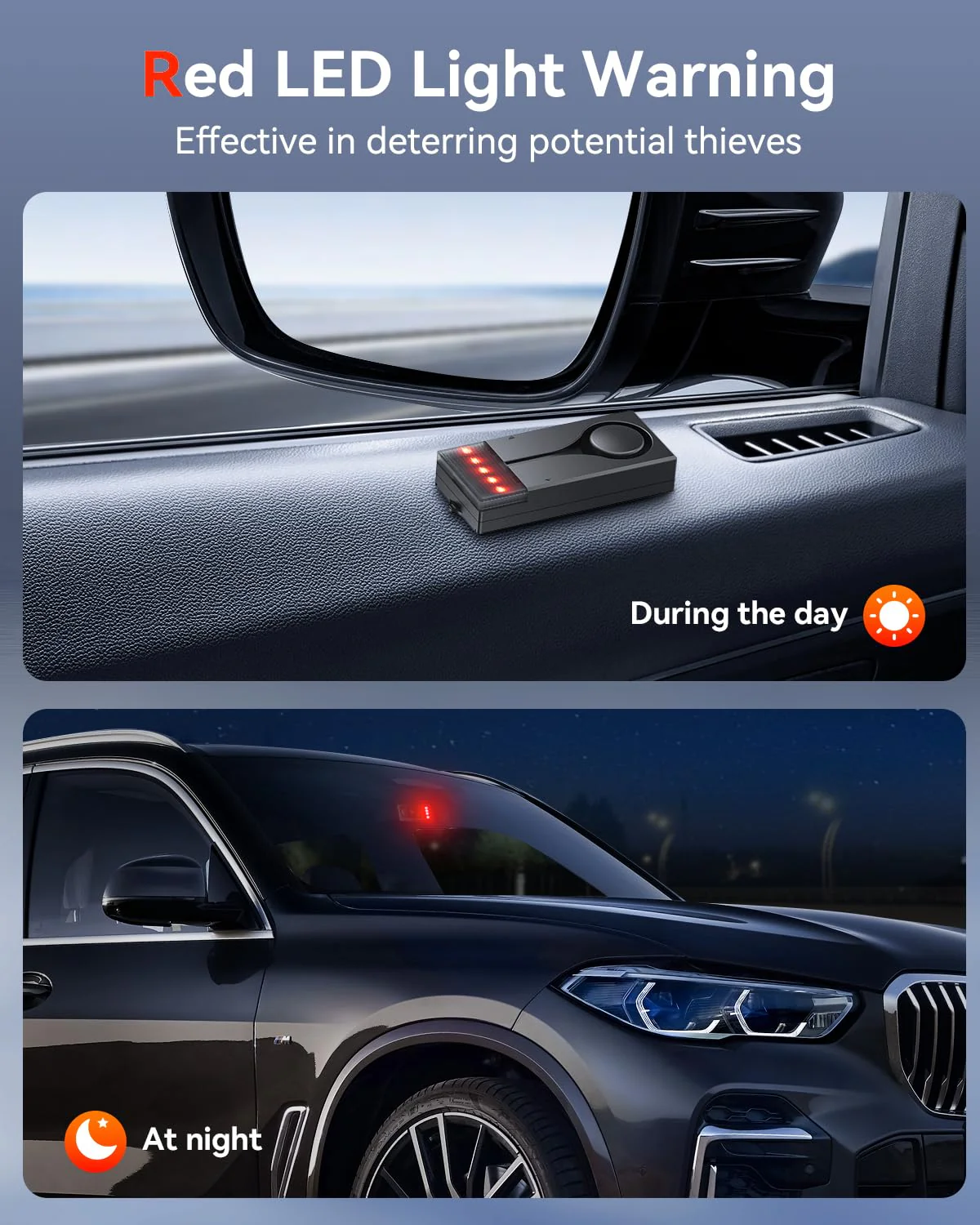 Car Anti-Theft Vibration Alarm, ELECTOP 108dB Car Vibration Sound & Light Alarm, Wireless Remote Vibration Sensor Car Alarm Vehicle Security Alarm System Automotive Warning Interior Safety Red Light - Image 4