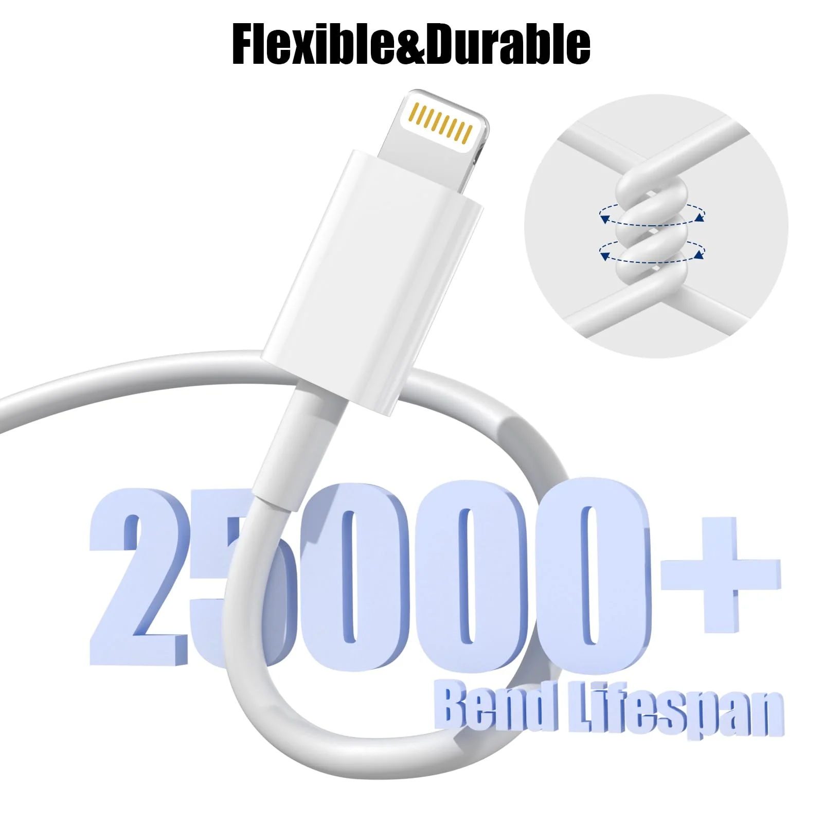 Car Apple Carplay Cable, 3FT Car Charger Cord, USB A to Lightning Cable Compatible for iPhone 14 13 12 11 Pro Max XR XS X 8 7 6 Plus SE iPad Charger Car Charging Cable White - Image 5