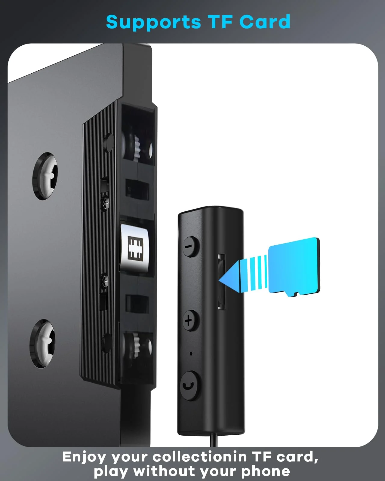 Car Bluetooth 5.1 Cassette Adapter Support TF Card, Wireless Cassette Aux Adapter, Car Audio Bluetooth Receiver, Tape Player Adapter for Vehicle - Image 2