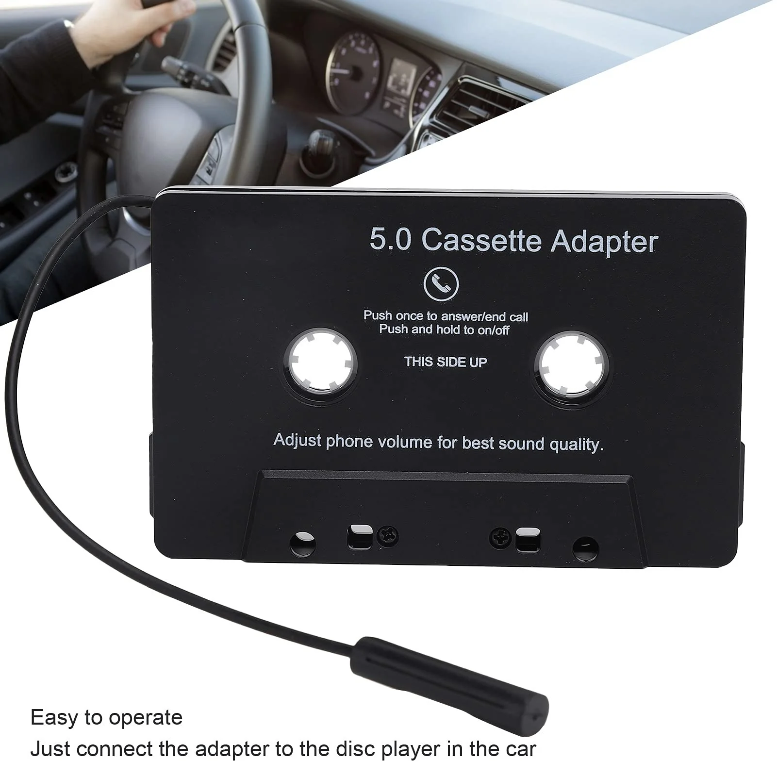 Car Bluetooth Cassette Adapter, ABS Plastic Bluetooth Tape Converter MP3 Player Audio Converter for Car - Image 3