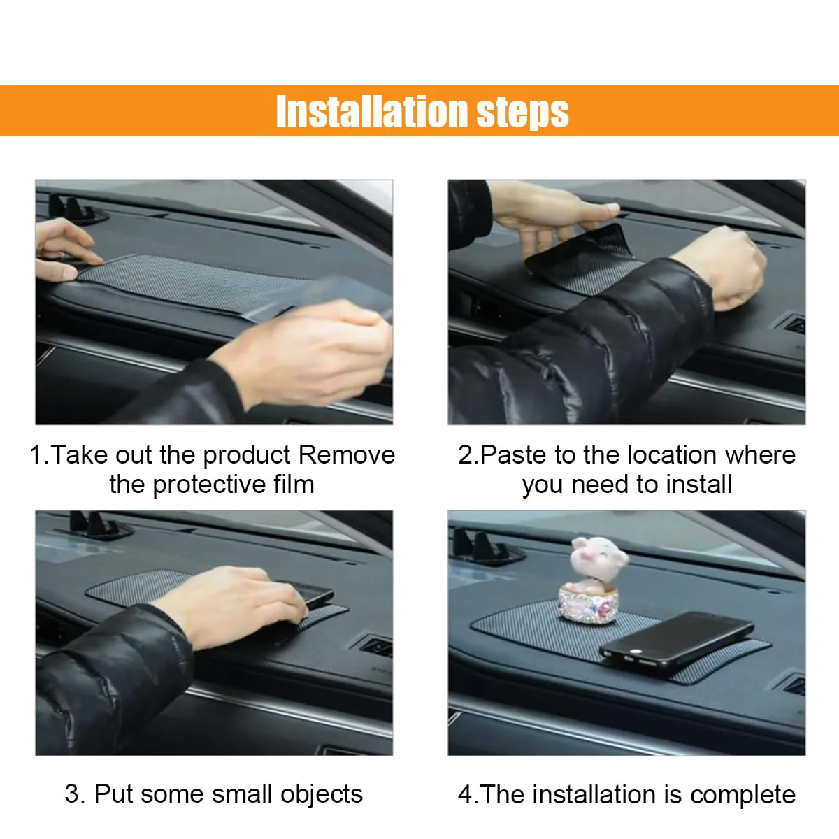Car Dashboard Anti-Slip Mat, 10.6"×5.9" Universal Car Dash Sticky Rubber Mat, Multifunctional Non-Slip Adhesive Pad Auto Dash Gripping Mat for Cell Phones, Keys, Coins, Sunglasses (Grid) Grid - Image 8