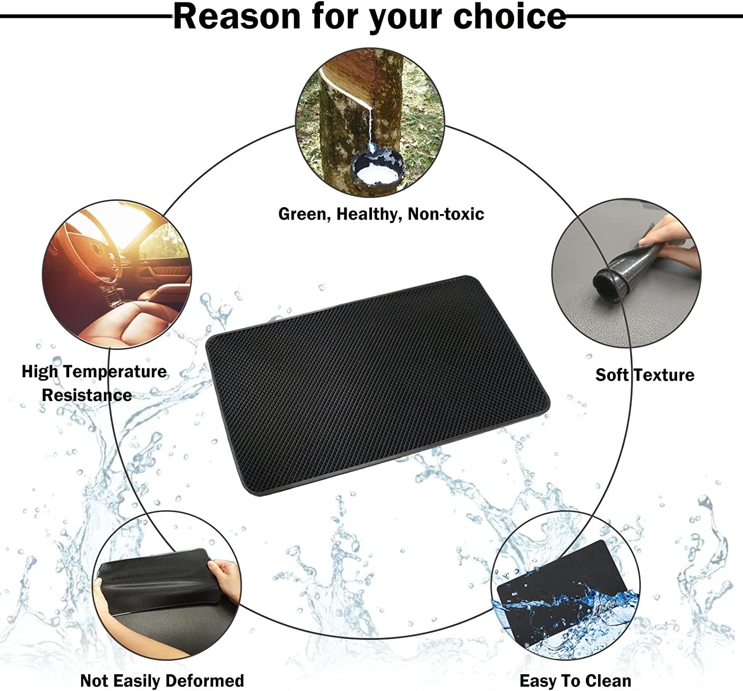 Car Dashboard Anti-Slip Mat, 10.6" x 5.9" Universal PVC Sticky Adhesive Pad for Auto, Multifunctional Vehicle Dash Strong Gripping Pad for Cell Phones Sunglasses Keys Coins Cell Phone Automobile Pads - Image 3