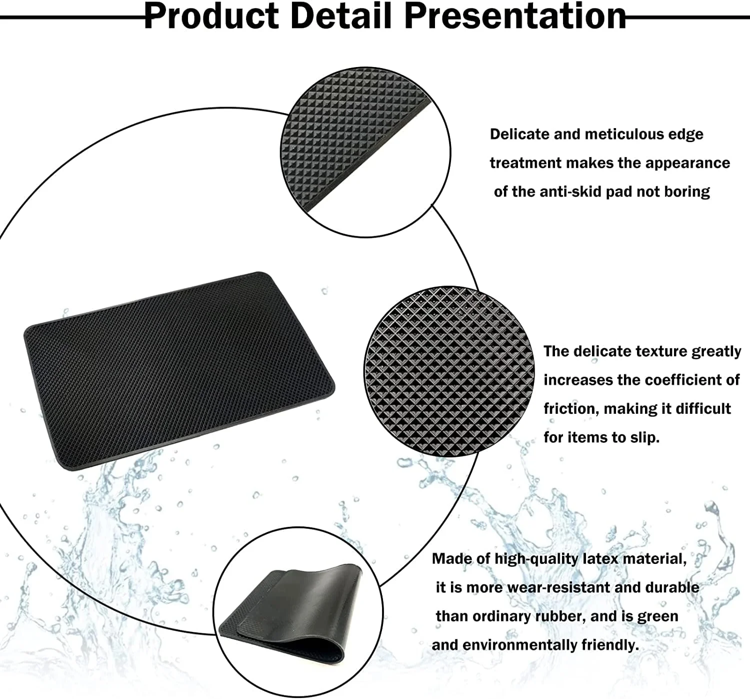 Car Dashboard Anti-Slip Mat, 10.6" x 5.9" Universal PVC Sticky Adhesive Pad for Auto, Multifunctional Vehicle Dash Strong Gripping Pad for Cell Phones Sunglasses Keys Coins Cell Phone Automobile Pads - Image 4