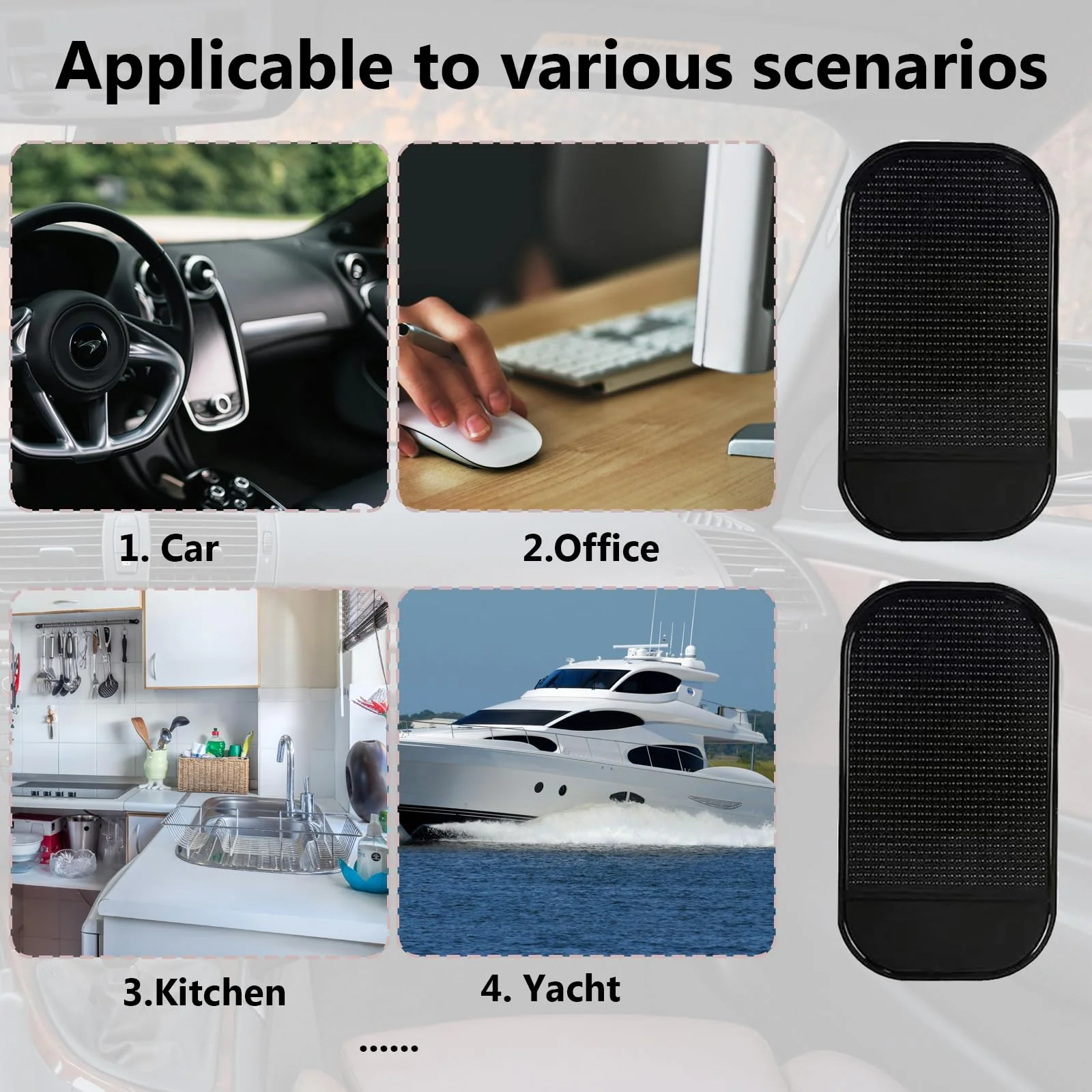 Car Dashboard Anti-Slip Mat, 5-Pack Non Slide pad for car Sticky Extra-Thick Dash Pad for Radar Detector, Cell Phone, Sticky Mat and Anti Slip Pad/Car Dash Accessories - Image 3