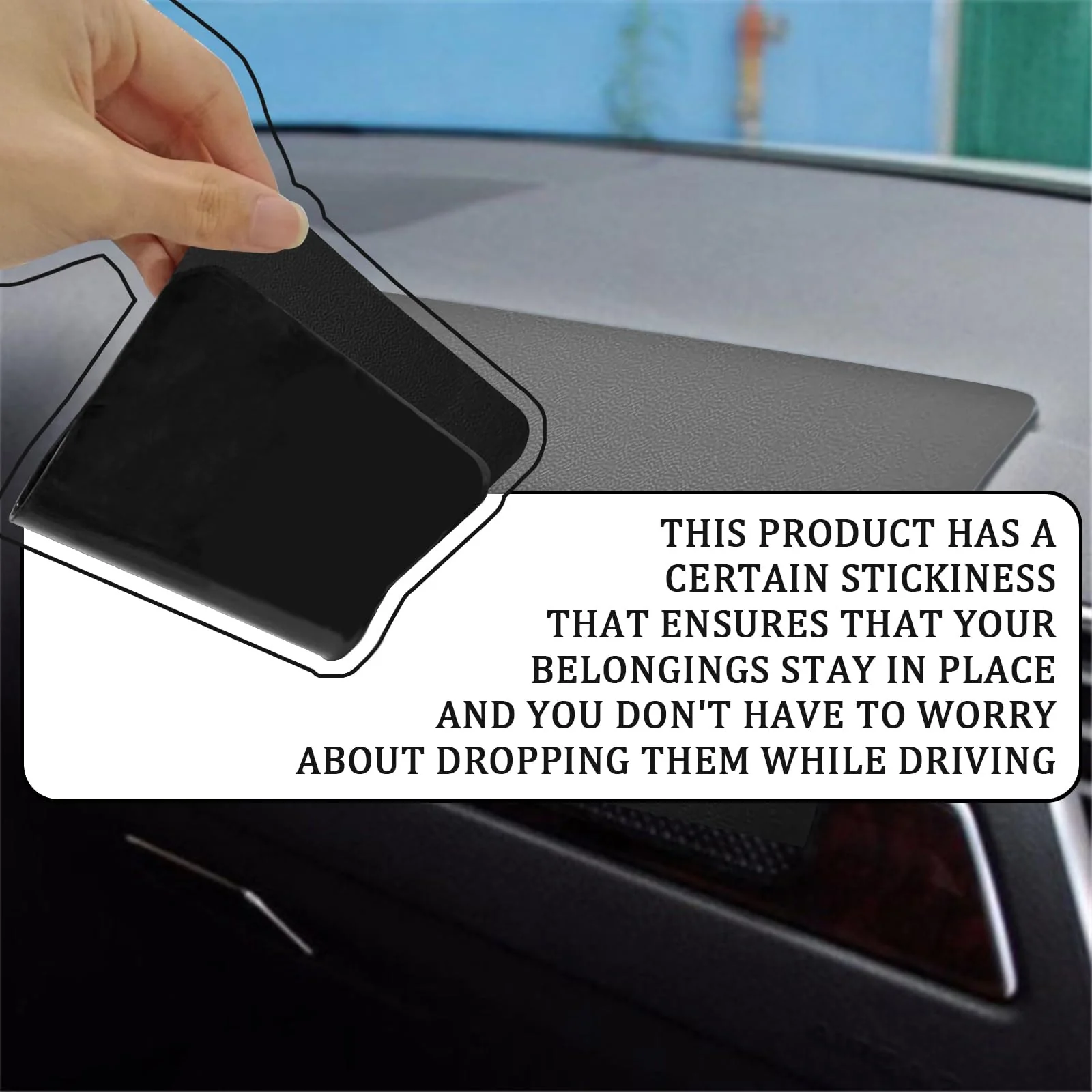 Car Dashboard Anti-Slip Mat, Car Dashboard Accessories Multifunctional Non-Slip Rubber Pad, 10.6"×5.9" Adhesive Sticky Dashboard Gripping Mat for Cell Phones, Sunglasses(Leather Texture) Leather Texture - Image 4