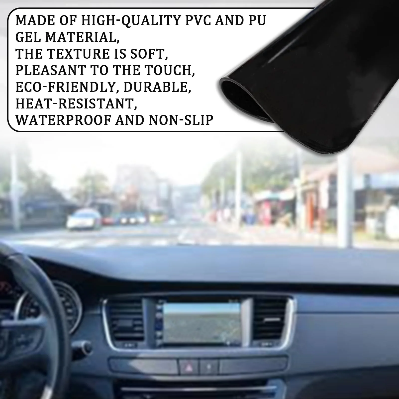 Car Dashboard Anti-Slip Mat, Car Dashboard Accessories Multifunctional Non-Slip Rubber Pad, 10.6"×5.9" Adhesive Sticky Dashboard Gripping Mat for Cell Phones, Sunglasses(Leather Texture) Leather Texture - Image 5