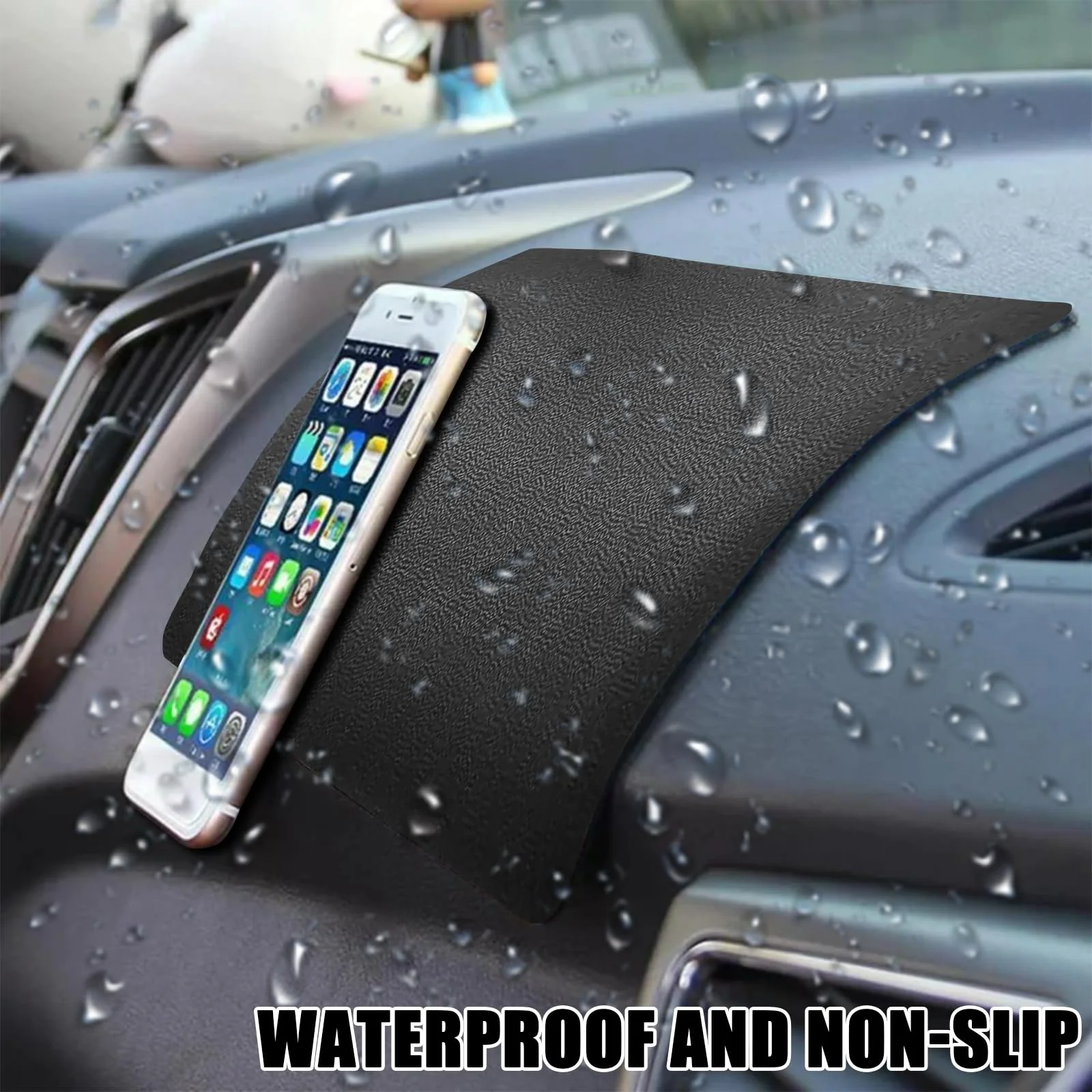 Car Dashboard Anti-Slip Rubber Mat, Multifunctional Non-Slip Mat for Car Accessories, 10.6"×5.9"Sticky Adhesive Pad Magic Anti-Slip Mat for Cell Phone, Sunglasses, Keys, Coins (Skin Striae) Skin striae - Image 5