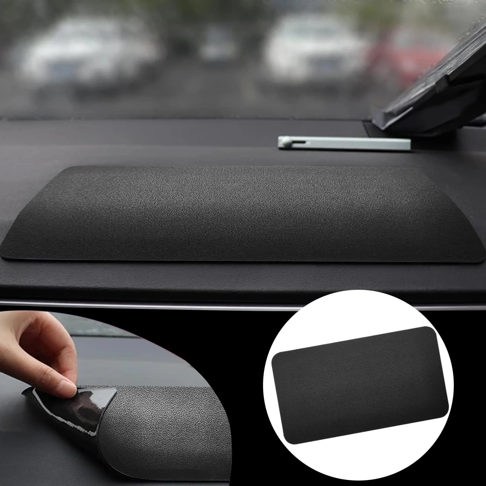 Car Dashboard Anti-Slip Rubber Mat, Multifunctional Non-Slip Mat for Car Accessories, 10.6"×5.9"Sticky Adhesive Pad Magic Anti-Slip Mat for Cell Phone, Sunglasses, Keys, Coins (Skin Striae) Skin striae - Image 6