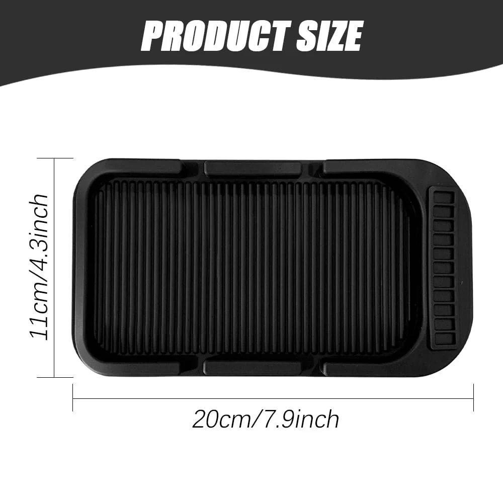 Car Dashboard Cell Phone Holder, Dash Board Cover Mat, Silicone Anti-Slip Pad Mat with Number Plate for Placing Phone Keychains, Car Accessories Interior Universal for Most Cars Black - Image 2