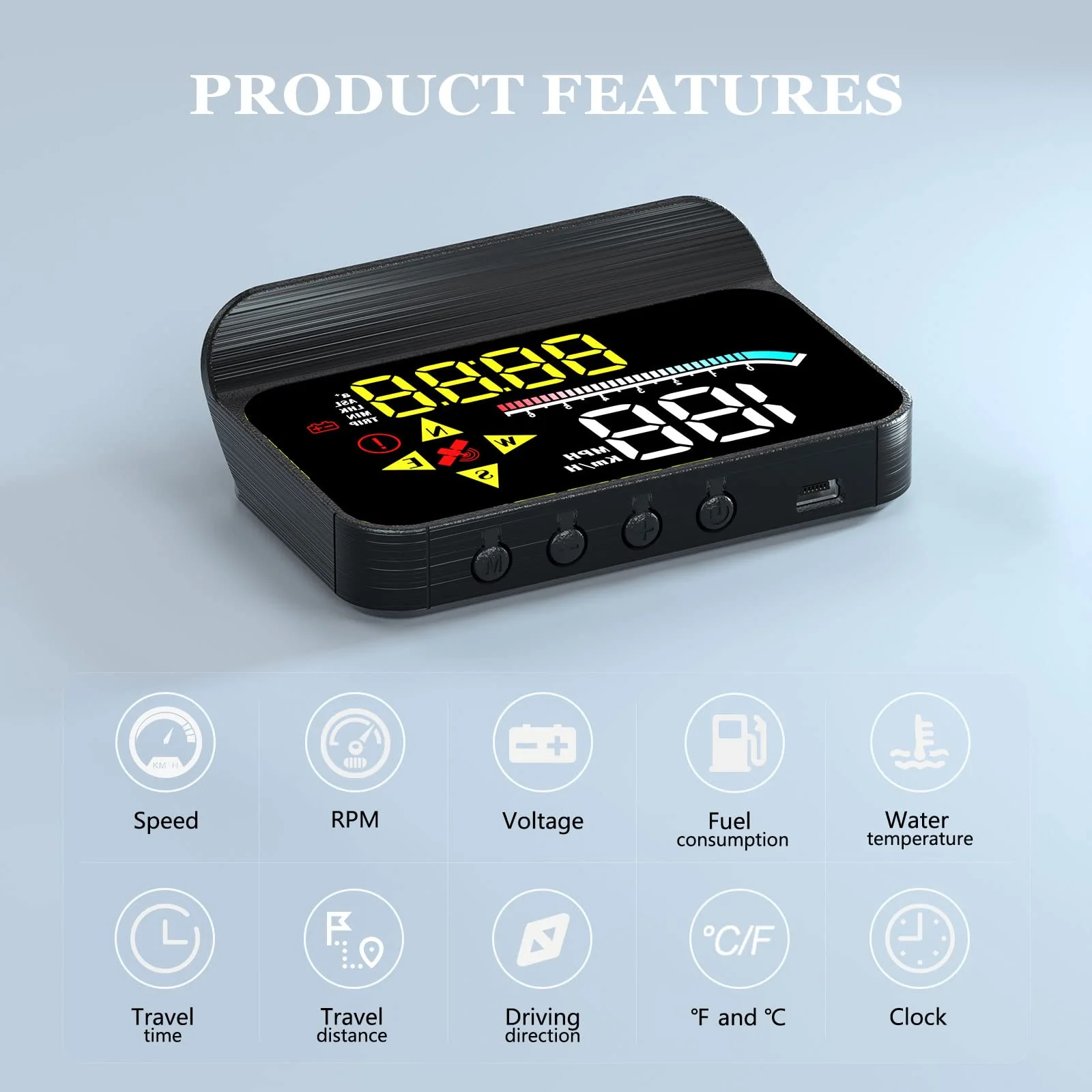 Car HUD OBD2 GPS Dual System Projector for Car, Heads up Display for Cars，Digital Speedometer for car mph, Suitable for All car M17 - Image 3