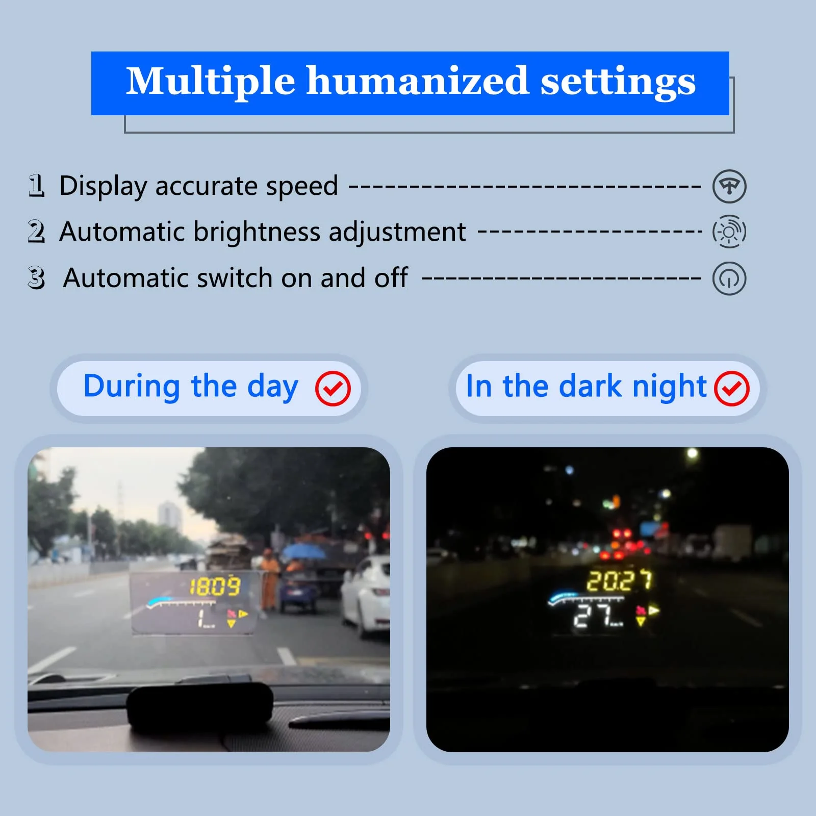 Car HUD OBD2 GPS Dual System Projector for Car, Heads up Display for Cars，Digital Speedometer for car mph, Suitable for All car M17 - Image 5