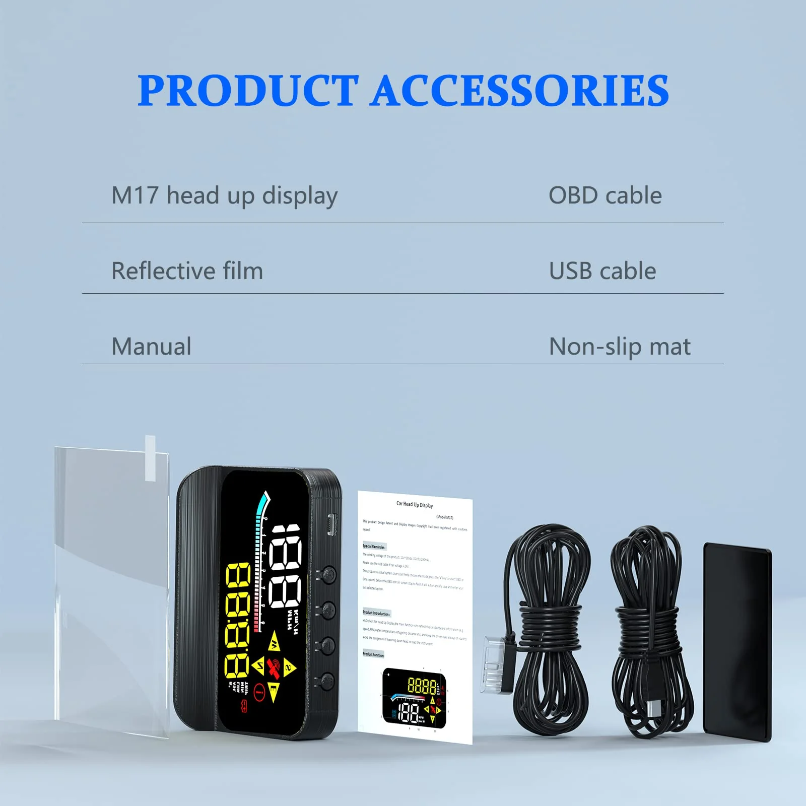Car HUD OBD2 GPS Dual System Projector for Car, Heads up Display for Cars，Digital Speedometer for car mph, Suitable for All car M17 - Image 9