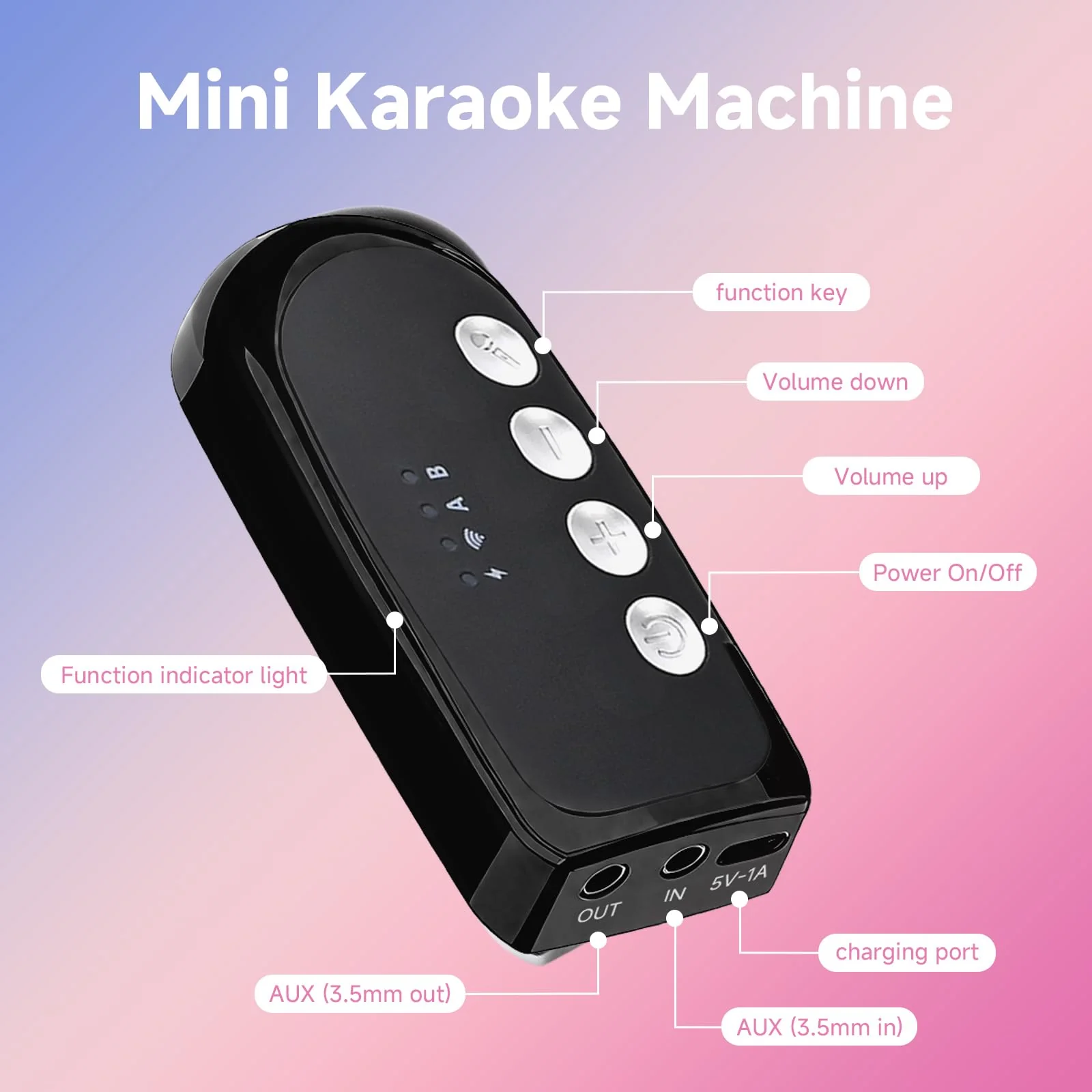 Car Karaoke Microphone,Dual Handheld Rechargeable Mic with 3.5mm Aux in and Out Receiver,Volume Control Karaoke Microphone for Singing, Speech, Home Party, YouTube/Tiktok(Black) - Image 6