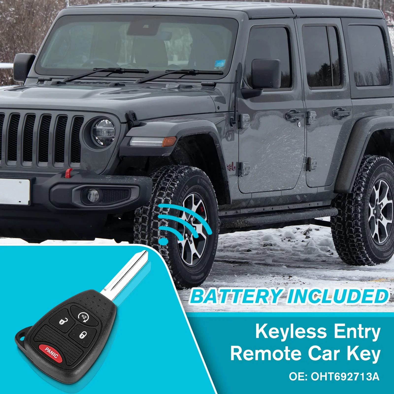Car Key Fob Keyless Entry Remote 315Mhz OHT692713A for Jeep Wrangler 2009-2018, Compass 2010-2017, Patriot 2010-2017 - Image 2