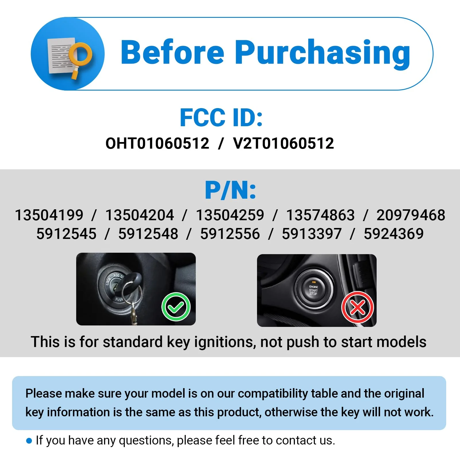 Car Key Fob Keyless Entry Remote Compatible with 2010-2019 Chevy Cruze/Camaro/Impala/Equinox/GMC Terrain/Buick Lacrosse 5 Buttons Key for OHT01060512 (1 Pack) - Image 3
