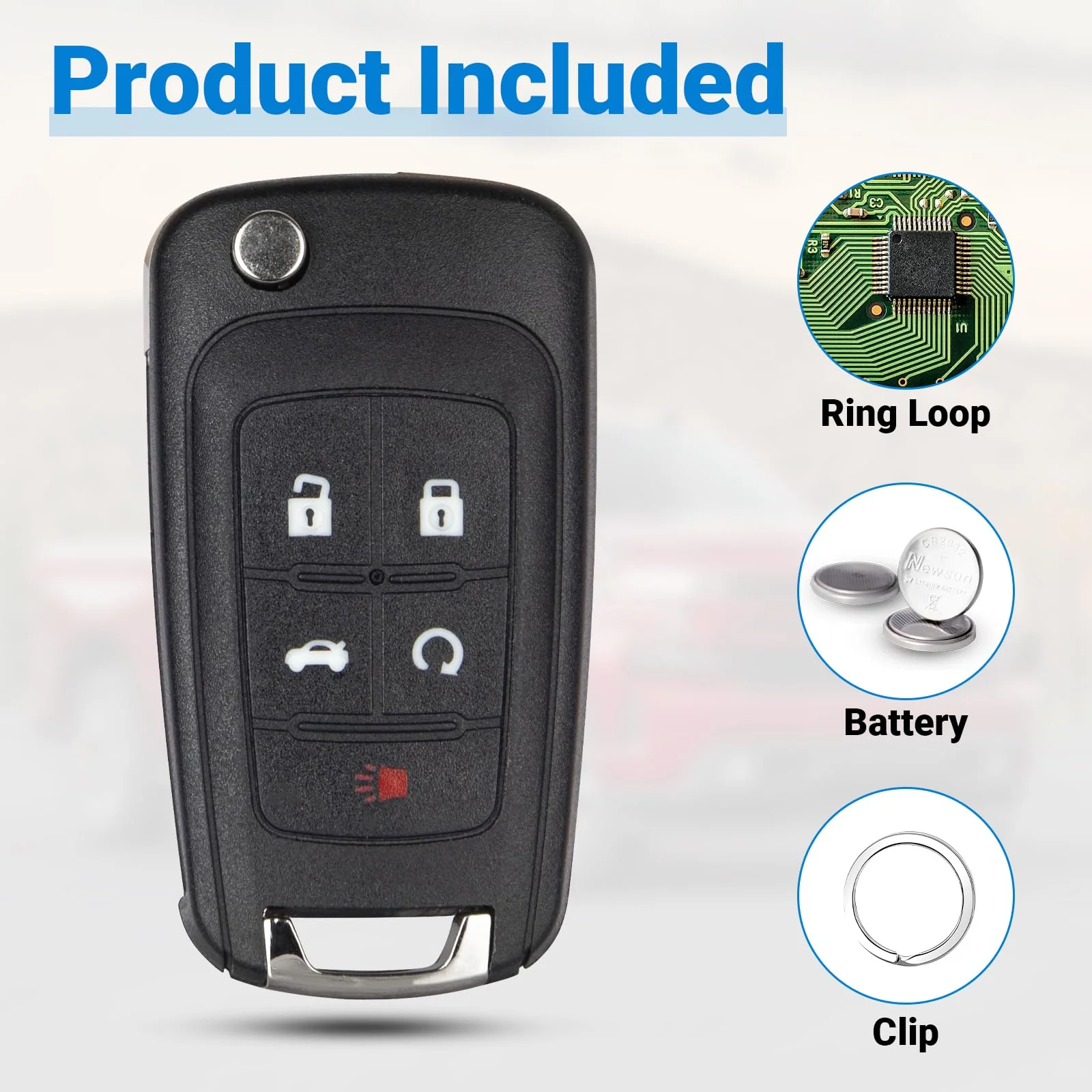 Car Key Fob Keyless Entry Remote Compatible with 2010-2019 Chevy Cruze/Camaro/Impala/Equinox/GMC Terrain/Buick Lacrosse 5 Buttons Key for OHT01060512 (1 Pack) - Image 7