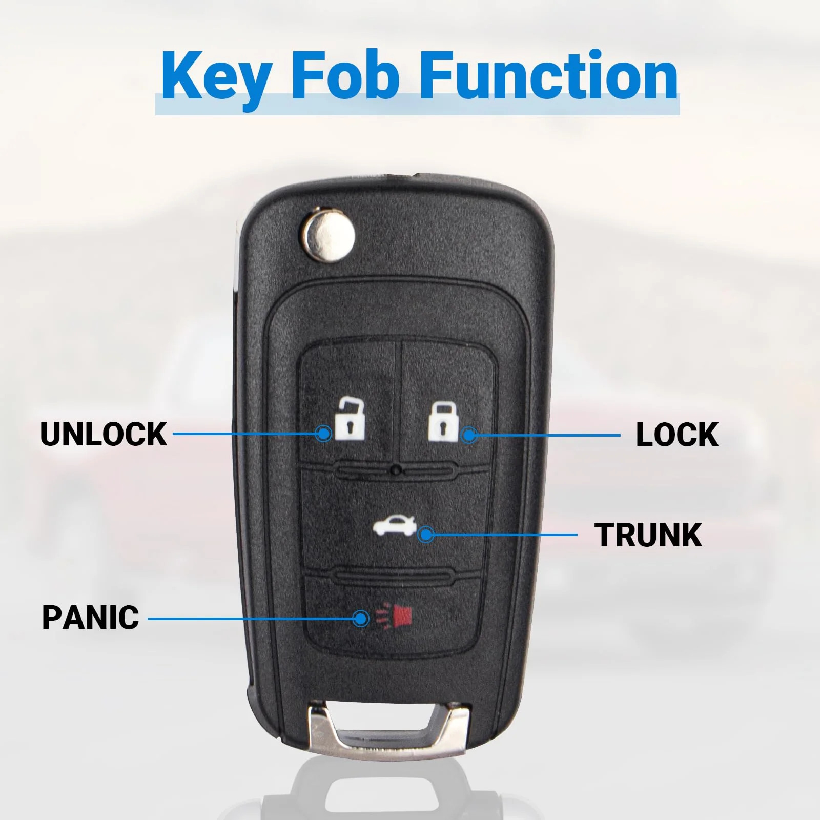 Car Key Fob Keyless Entry Remote Flip Replacement for 2010-2019 Chevy Cruze Camaro Impala Equinox Malibu Sonic/GMC Terrain/Buick Lacrosse Regal Verano Encore Car Key Replacement for OHT01060512 4-Btn 1 Pack - Image 5