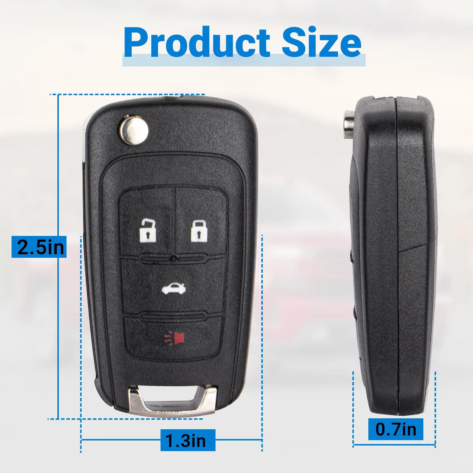 Car Key Fob Keyless Entry Remote Flip Replacement for 2010-2019 Chevy Cruze Camaro Impala Equinox Malibu Sonic/GMC Terrain/Buick Lacrosse Regal Verano Encore Car Key Replacement for OHT01060512 4-Btn 1 Pack - Image 6