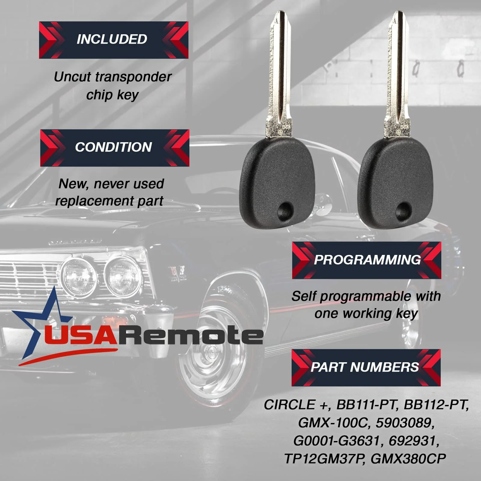 Car Key Fob Keyless Entry Remote with Ignition Key fits Chevy Silverado Avalanche Traverse / GMC Sierra Acadia / Pontiac Torrent / Suzuki XL-7, Set of 2 g-421 46-key [2] - Image 6