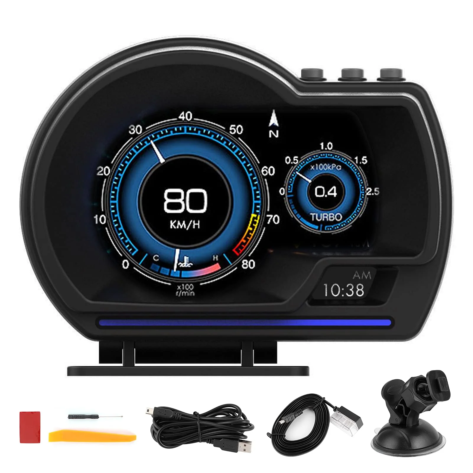 Car,OBD2 GPS Smart Gauge Car HUD Speedometer Turbo RPM Alarm for Car Truck - Image 3