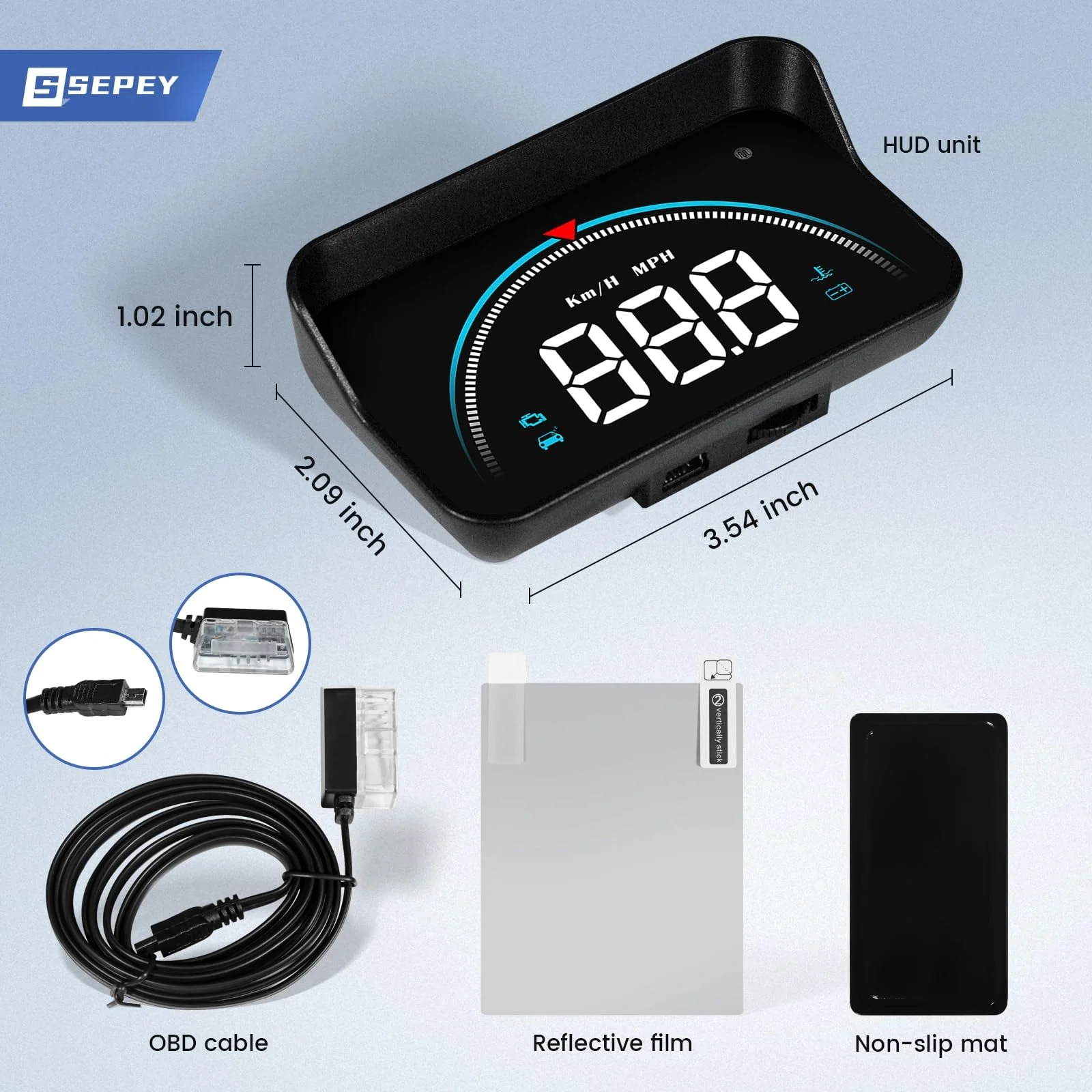 Car OBD2 HUD Head Up Display Gauge Speedometer MPH KMH RPM Warning Alarm Meter - Image 5