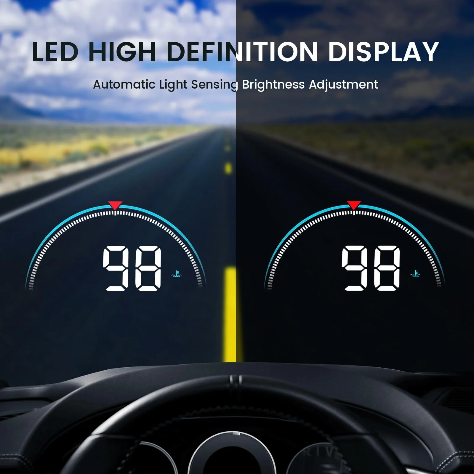 Car OBD2 HUD Head Up Display Gauge Speedometer MPH KMH RPM Warning Alarm Meter - Image 6