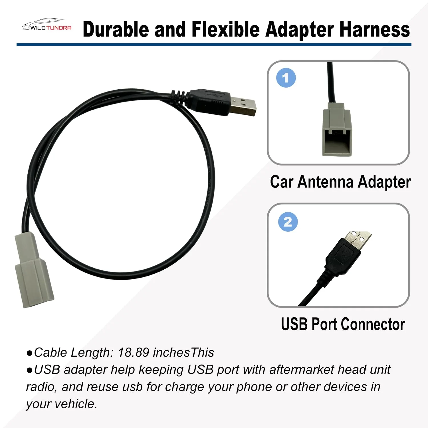 Car Radio Stereo OEM USB Port Retention Cable for Toyota 2012-2018,Lexus 2013-2015,Subaru 2013-2016,Honda 2015-2019, Radio Stereo Retain OE Factory USB Port Retention Harness Wiring Cable Adapter Toyota, with USB - Image 4