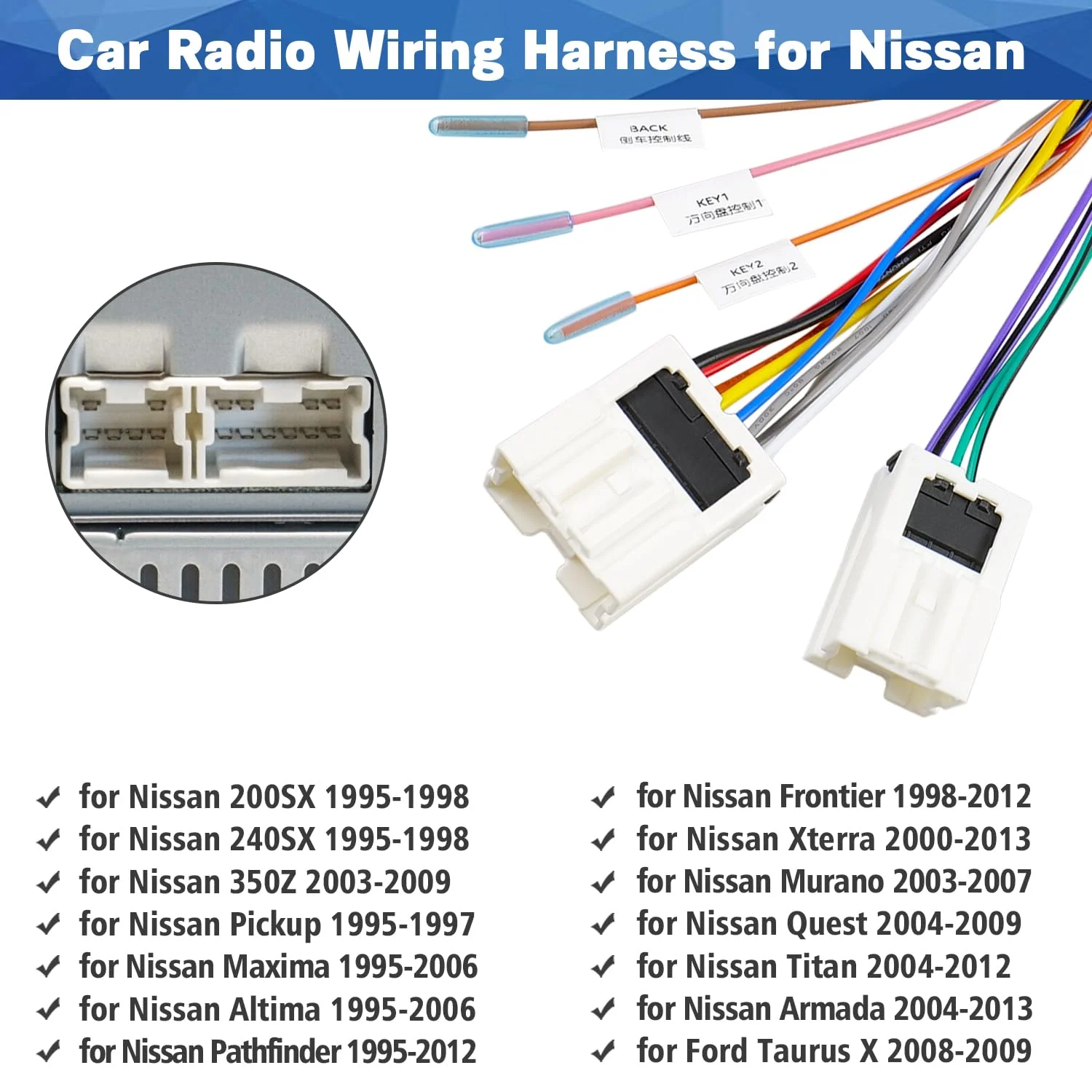Car Radio Wiring Harness Compatible with Nissan Maxima Altima Pathfinder Frontier Xterra Titan Armada Infiniti Stereo Wire Connector Adapter Plug Cable - Image 2