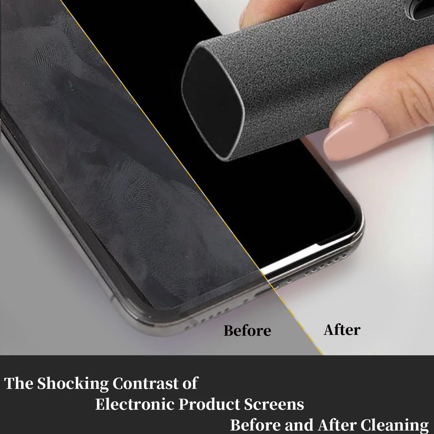 Car Screen Cleaner Spray and Wipe, Hatstart Touchscreen Wiper for MacBook Display iPad iPhone, Finger Print Eraser for Screens and Cleaning Accessories for Mac Laptop Cell Phone Computer Monitor TV Black White Grey - Image 5