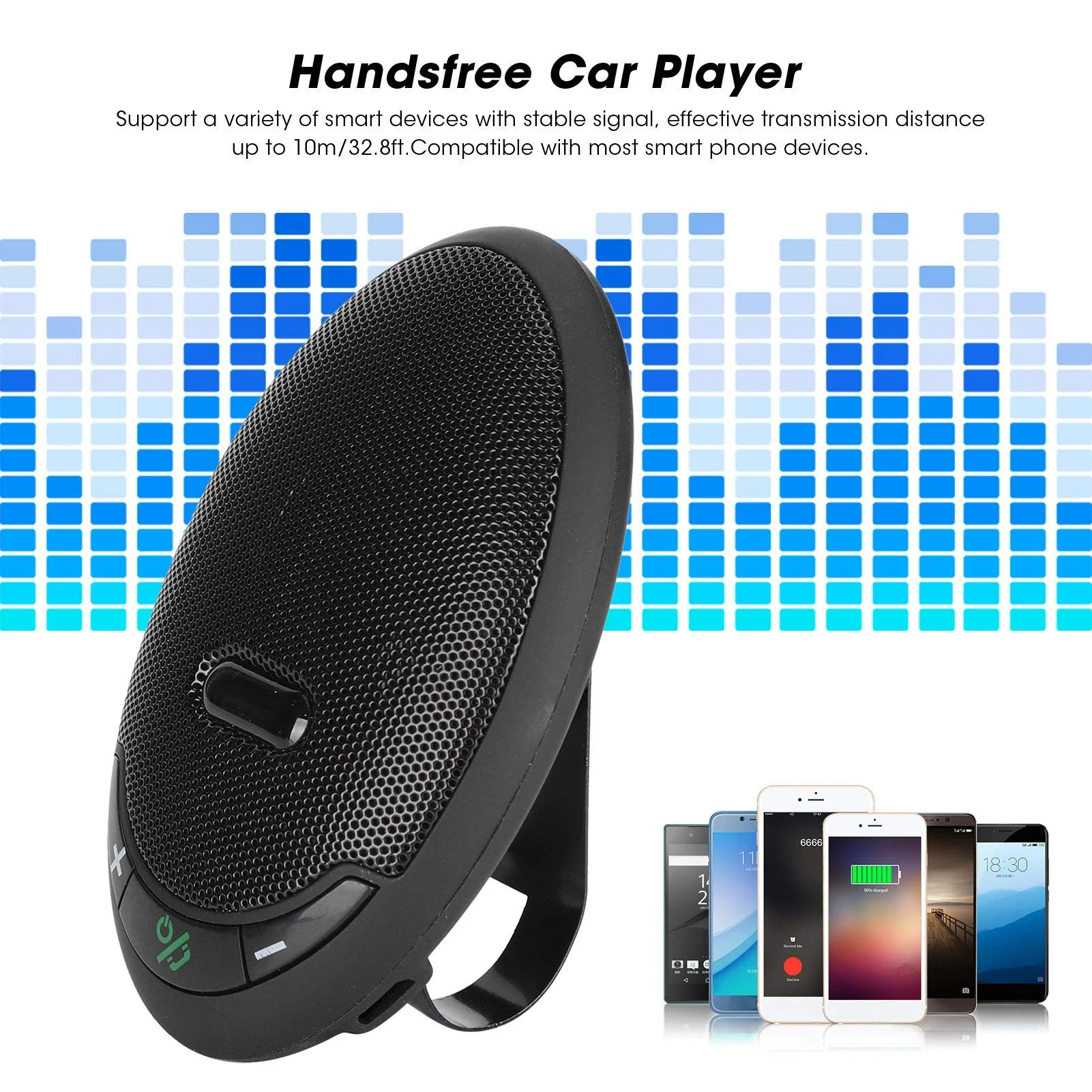Car Speakerphone, Bluetooth 5.0 Handsfree in car Speakerphone Audio Receiver, Intelligent Noise Reduction, Compatible with for Smartphons, Tablets, Laptops - Image 2