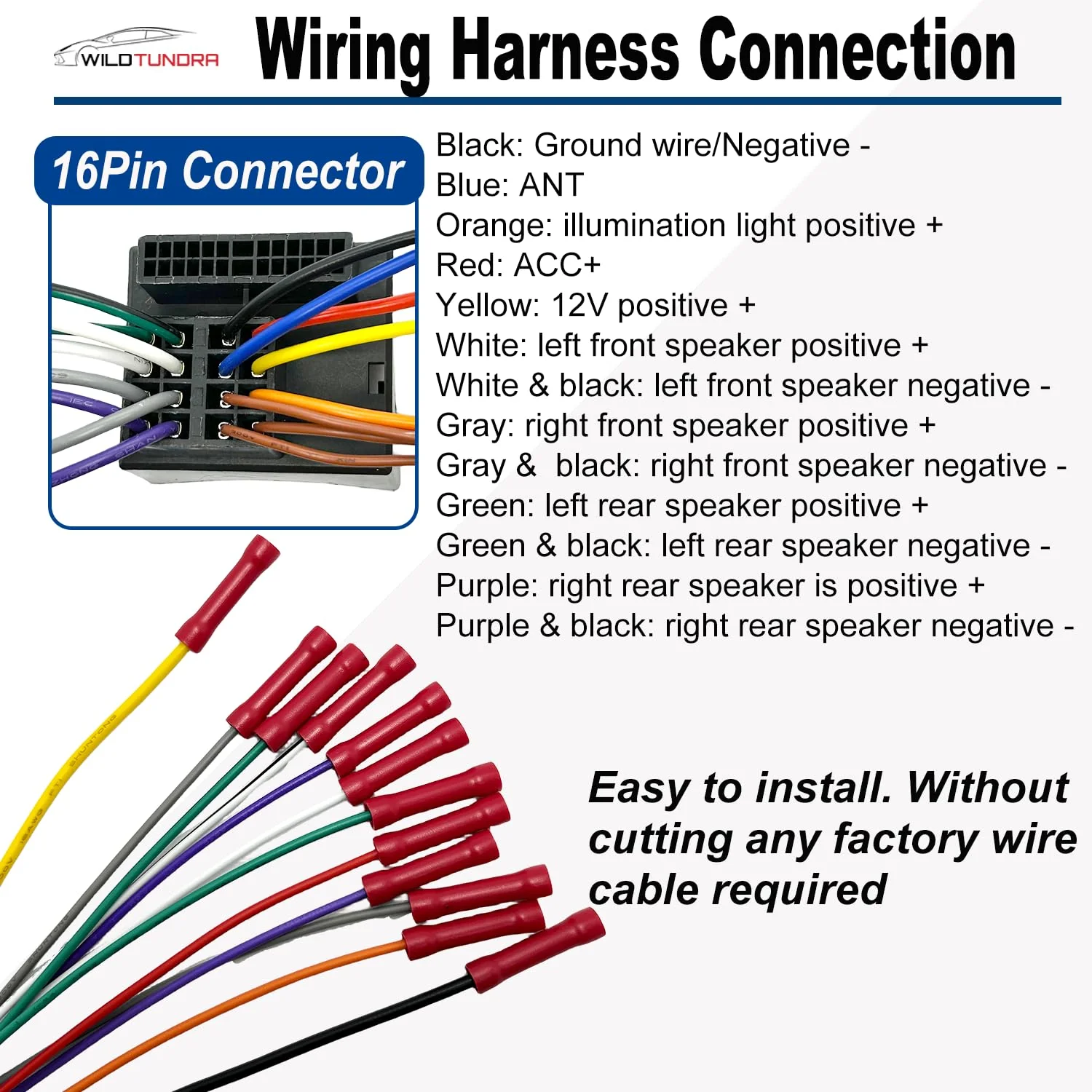 Car Stereo Wiring Harness with Antenna Adapter for BMW 2002-2011 Volkswagen 2003-2015 Audi 2002-2010 Aftermarket Radio CD Player Installation Wire Cable Kit Compatible with Mercedes-Benz 2007-2015 - Image 6