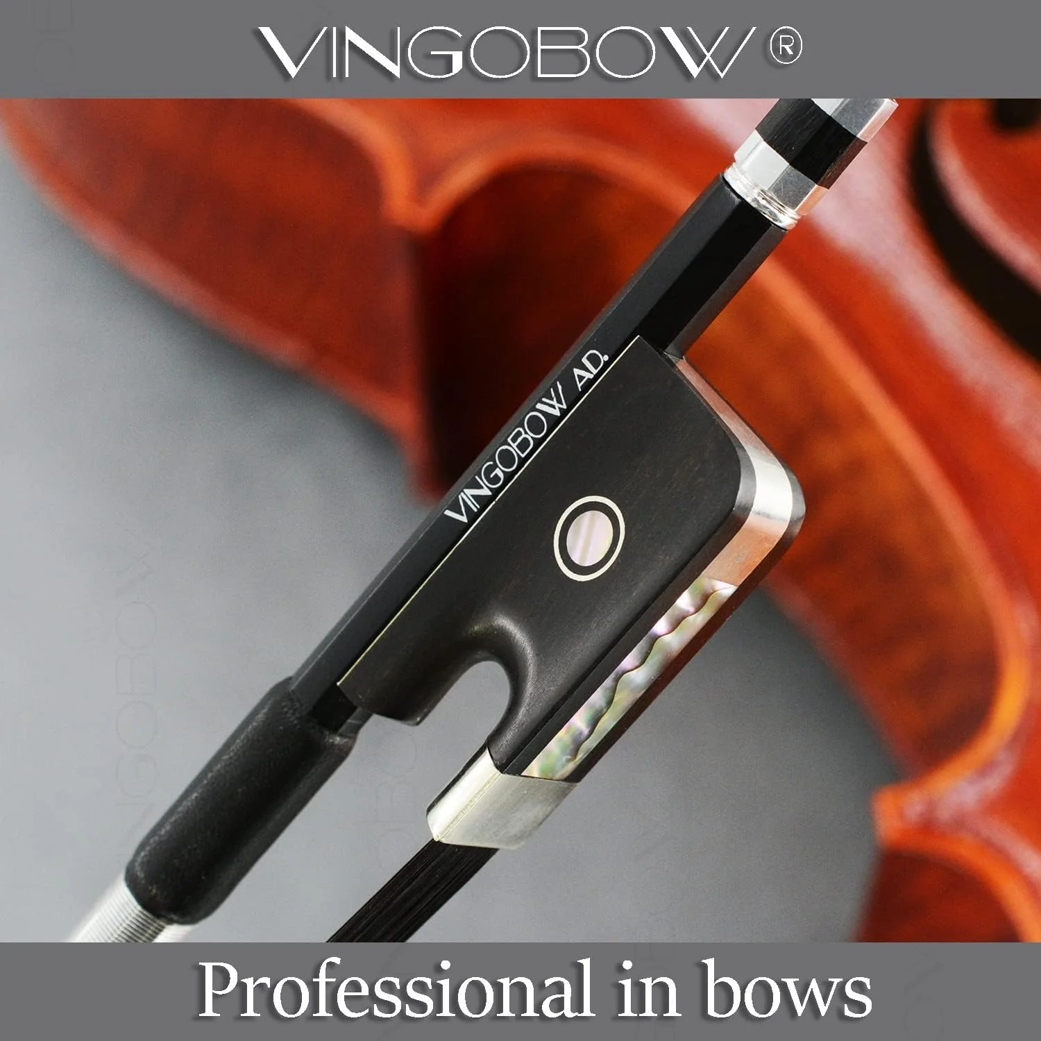 Carbon Fiber Cello Bow 1/4 Size VINGOBOW 100CB Quarters for Professional Player Parisian Eyes Ebony Frog Unbleached Mongolian Black Horse Hair Pernambuco Performance Powerful and Wild Tone - Image 7