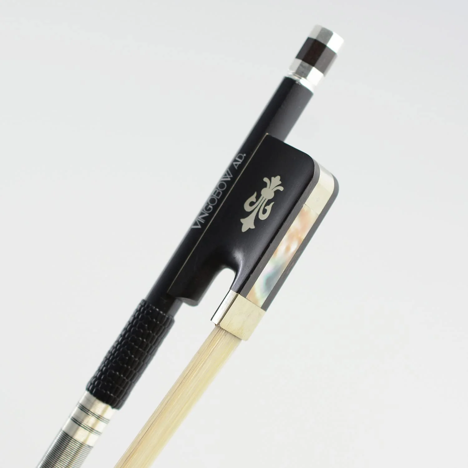 Carbon Fiber Cello Bow Natural Horsehair Unique Design with Ebony Fleur-de-Lis Frog White - Image 3
