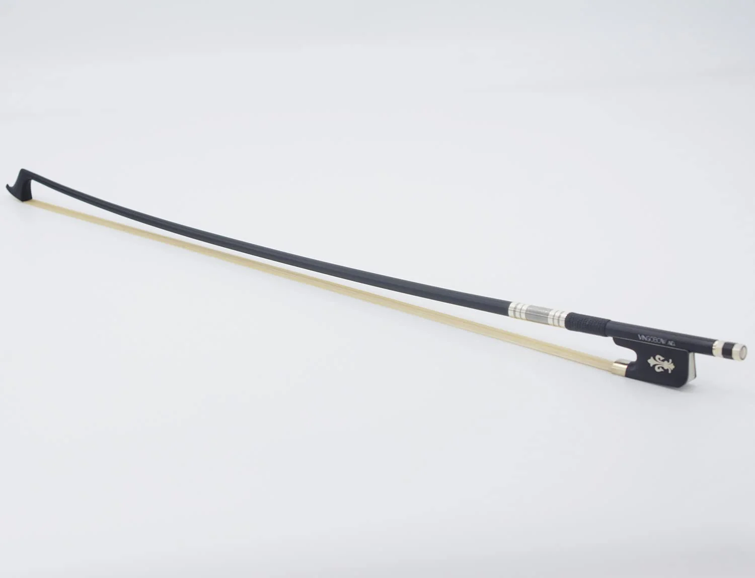 Carbon Fiber Cello Bow Natural Horsehair Unique Design with Ebony Fleur-de-Lis Frog White - Image 6