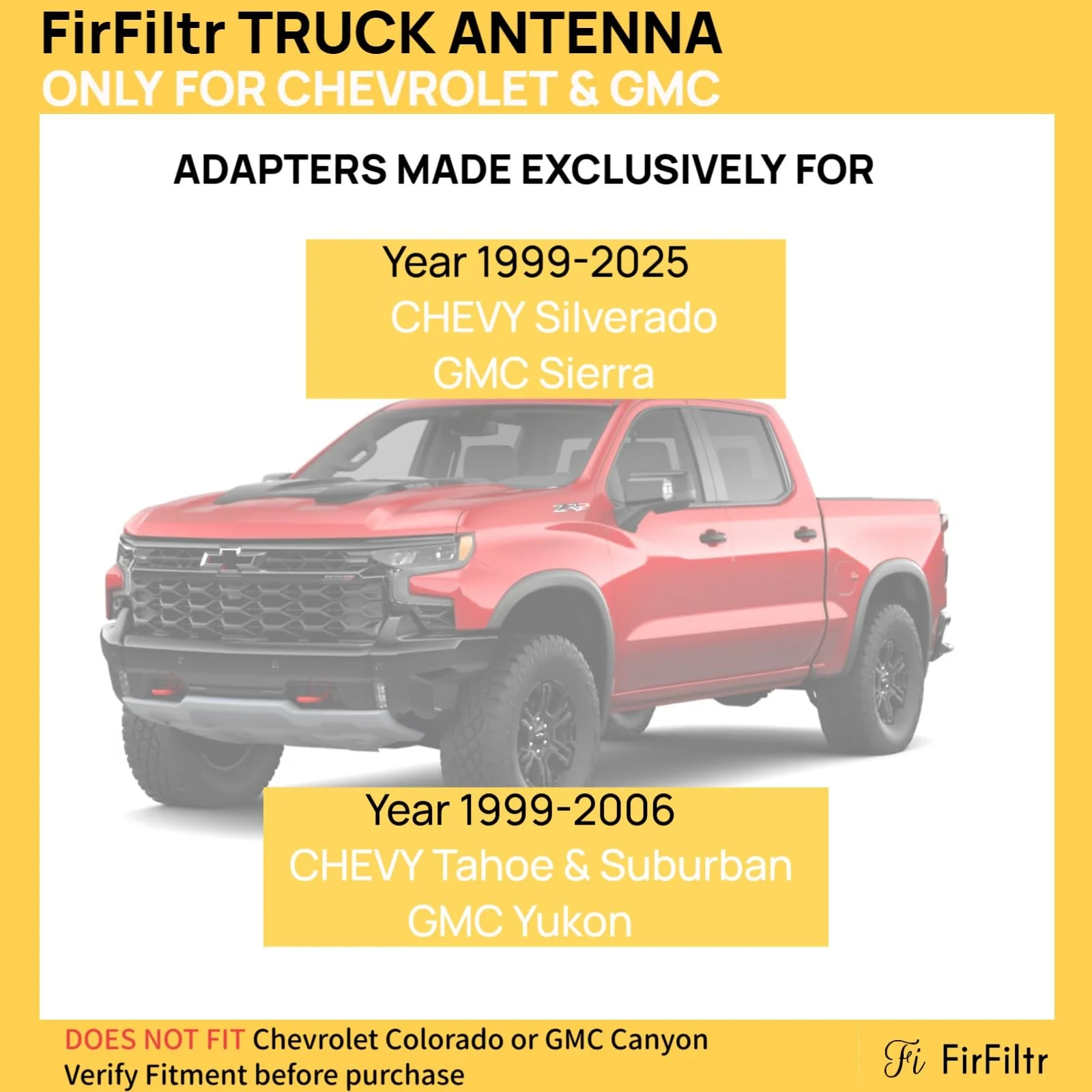 Carbon Fiber Truck Antenna for Chevy Silverado 1500 2500 3500 & GMC Sierra 1999-2025,Chevy Silverado Antenna Truck Accessories,Short Car Video Antennas (5.5''-Black Carbon Fiber 50 Cal Bullet) Black 5.5 inch - Image 2