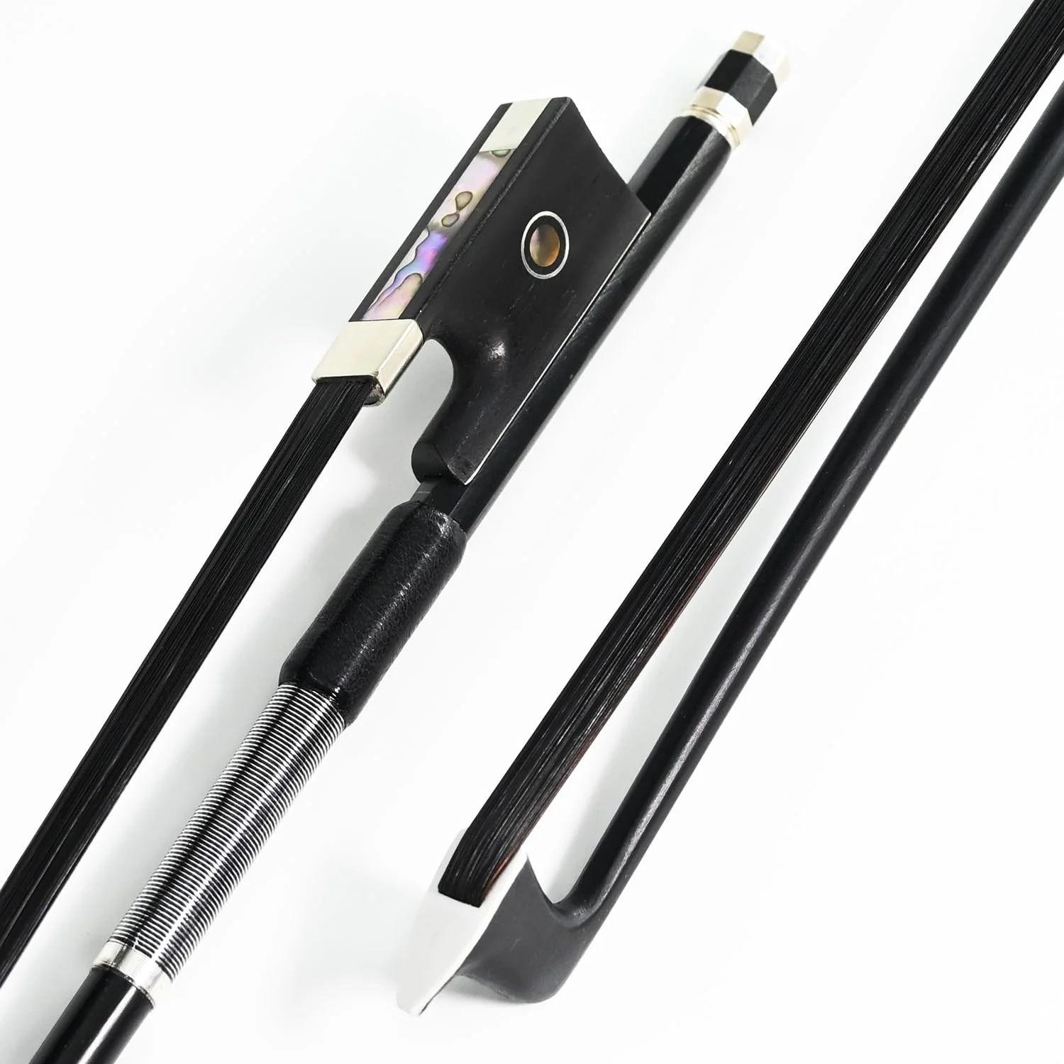 Carbon Fiber Violin Bow 4/4 Size VINGOBOW 100VB 74.5 cm Full 4 4 for Advanced Student Straight Parisian Eyes Ebony Frog Unbleached Mongolian Black Horse Hair Powerful and Wild Tone Smooth Screw Black haired - Image 5