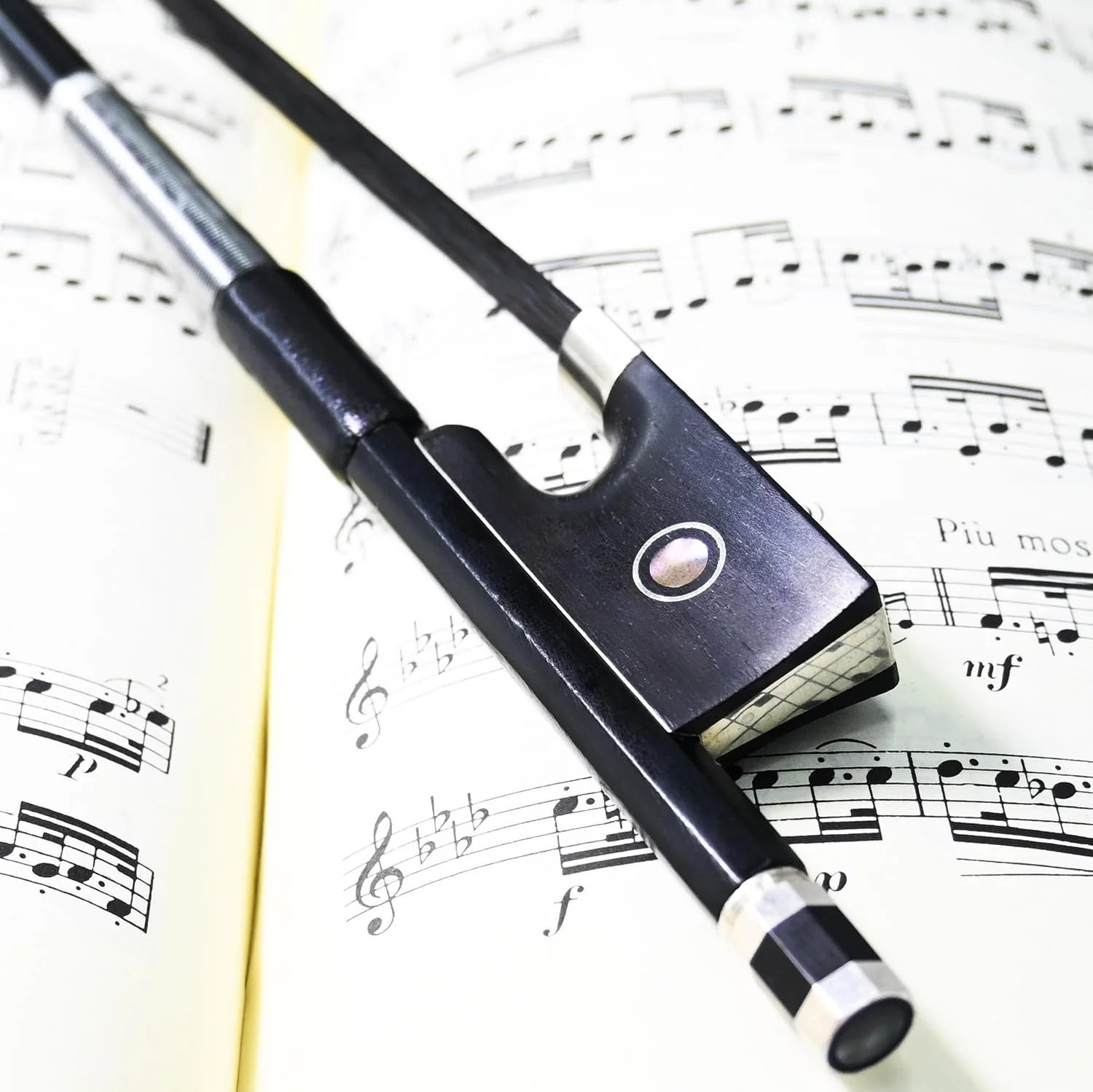 Carbon Fiber Violin Bow 4/4 Size VINGOBOW 100VB 74.5 cm Full 4 4 for Advanced Student Straight Parisian Eyes Ebony Frog Unbleached Mongolian Black Horse Hair Powerful and Wild Tone Smooth Screw Black haired - Image 6
