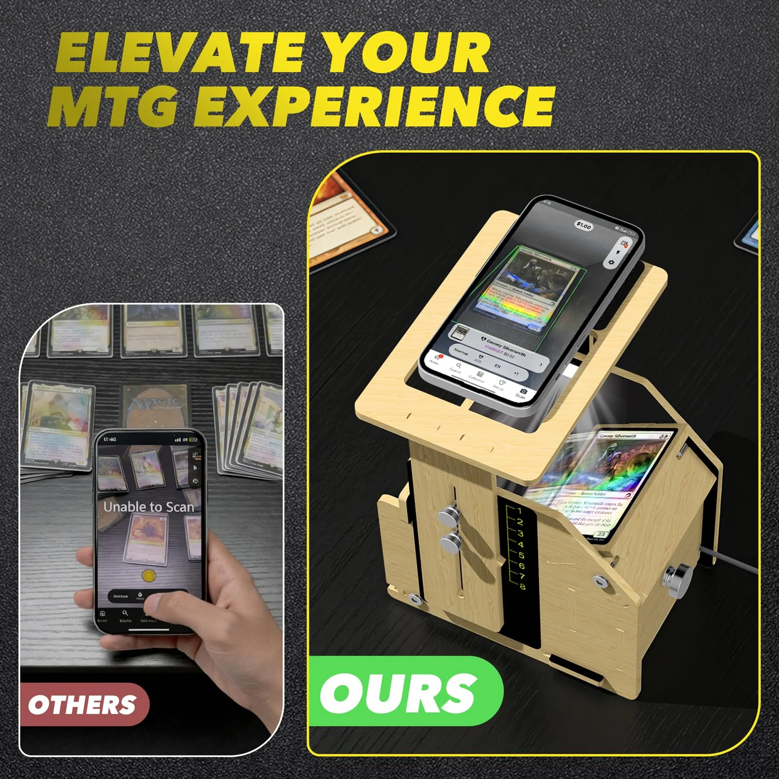 Card Scanner Stand for Trading Cards – MTG & TCG Card Scanner Stand with Light, Quickly Scan and Price Check Sleeved and Unsleeved Collectible Cards, Compatible with ManaBox App - Image 7