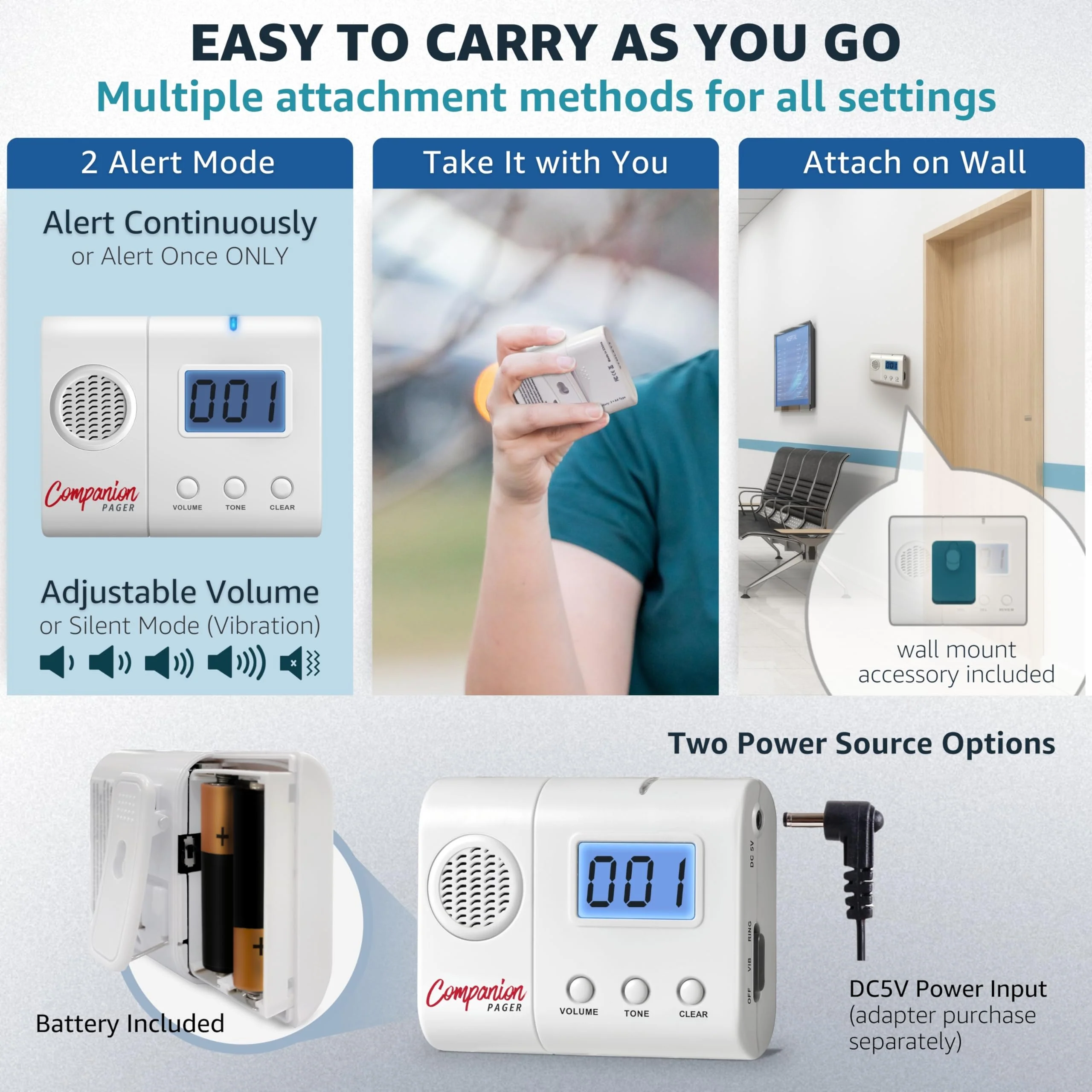Caregiver Pager for Elderly Adults Nurse 6 Call Buttons for Elderly at Home Seniors Patients Nurse Call Light Monitoring System Alert Button Bed Alarm Buzzer Emergency Clinic 6 Call Buttons + 1 Receiver - Image 3