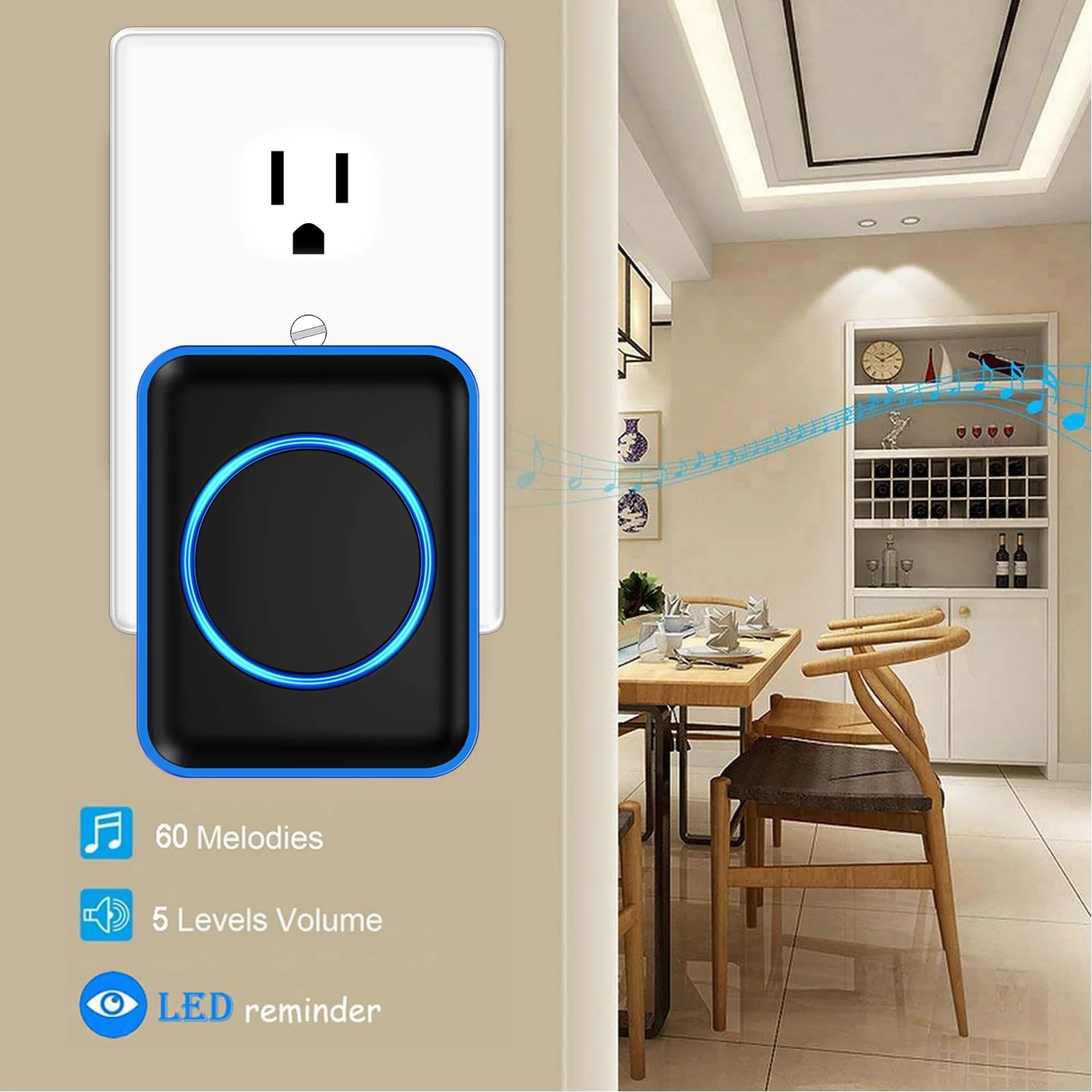 Caregiver Pager, FullHouse Wireless Call Button 1000+ Feet, SOS Alert Nurse Calling Elderly Fall Help System for Patient/Disabled Monitoring at Home, IP55 Waterproof 1 Call Button + 1 Receiver - Image 3