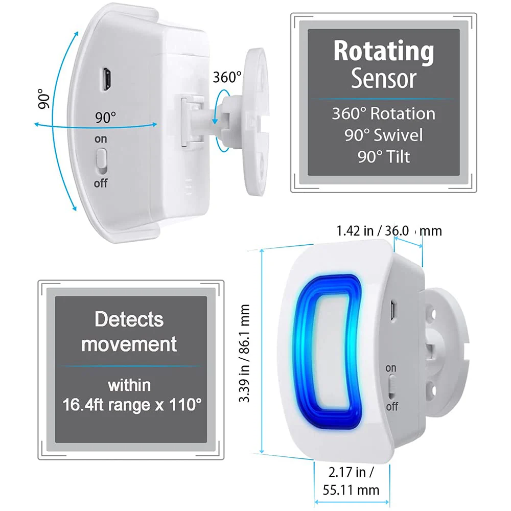 Caregiver Pager Indoor Motion Sensor Alarm Room Bed Alarms and Fall Prevention for Elderly Dementia Patients/Mailbox Alert Device for Home (2 pager+1 sensor) 2 pager+1 sensor - Image 5