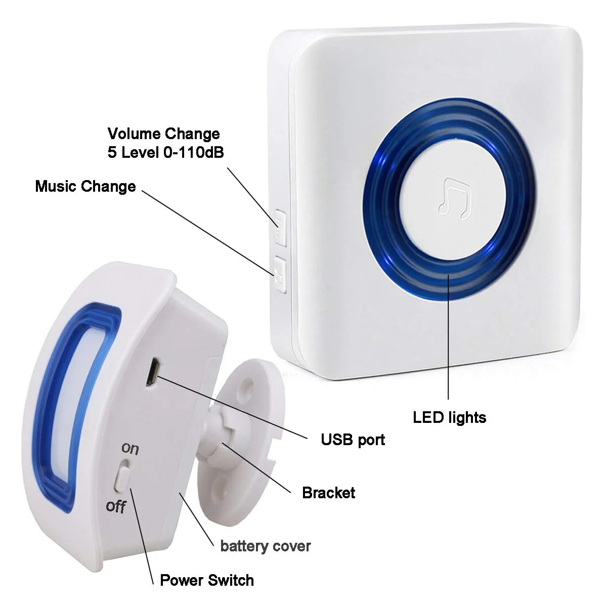 Caregiver Pager Indoor Motion Sensor Alarm Room Bed Alarms and Fall Prevention for Elderly Dementia Patients/Mailbox Alert Device for Home (2 pager+1 sensor) 2 pager+1 sensor - Image 6