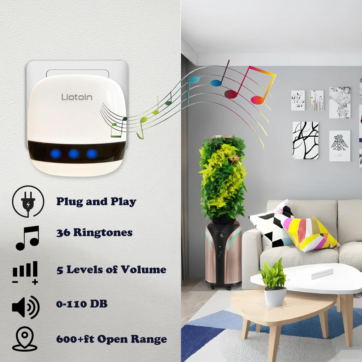 Caregiver Pager Wireless Call Button Call Bell Call Light Alert Button for Home/Elderly/Patients/Disabled Nurse Alert System Emergency Button 3 Plugin Receivers 5 Waterproof Transmitters 5 Transmitter + 3 Plug-in Receiver - Image 2