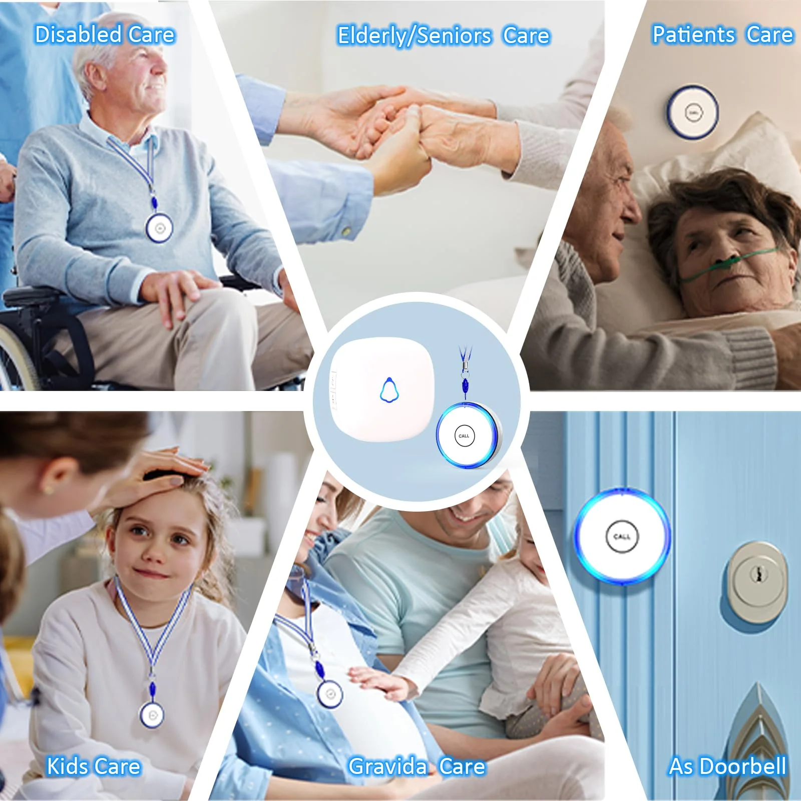 Caregiver Pager Wireless Call Button for Home, Life Alert SOS for Monitoring Elderly Assistance Products Emergency Bell Panic Button Nurse Calling for Seniors Patients Disabled Care,Waterproof 1 Receiver+ 2 Call Button - Image 2