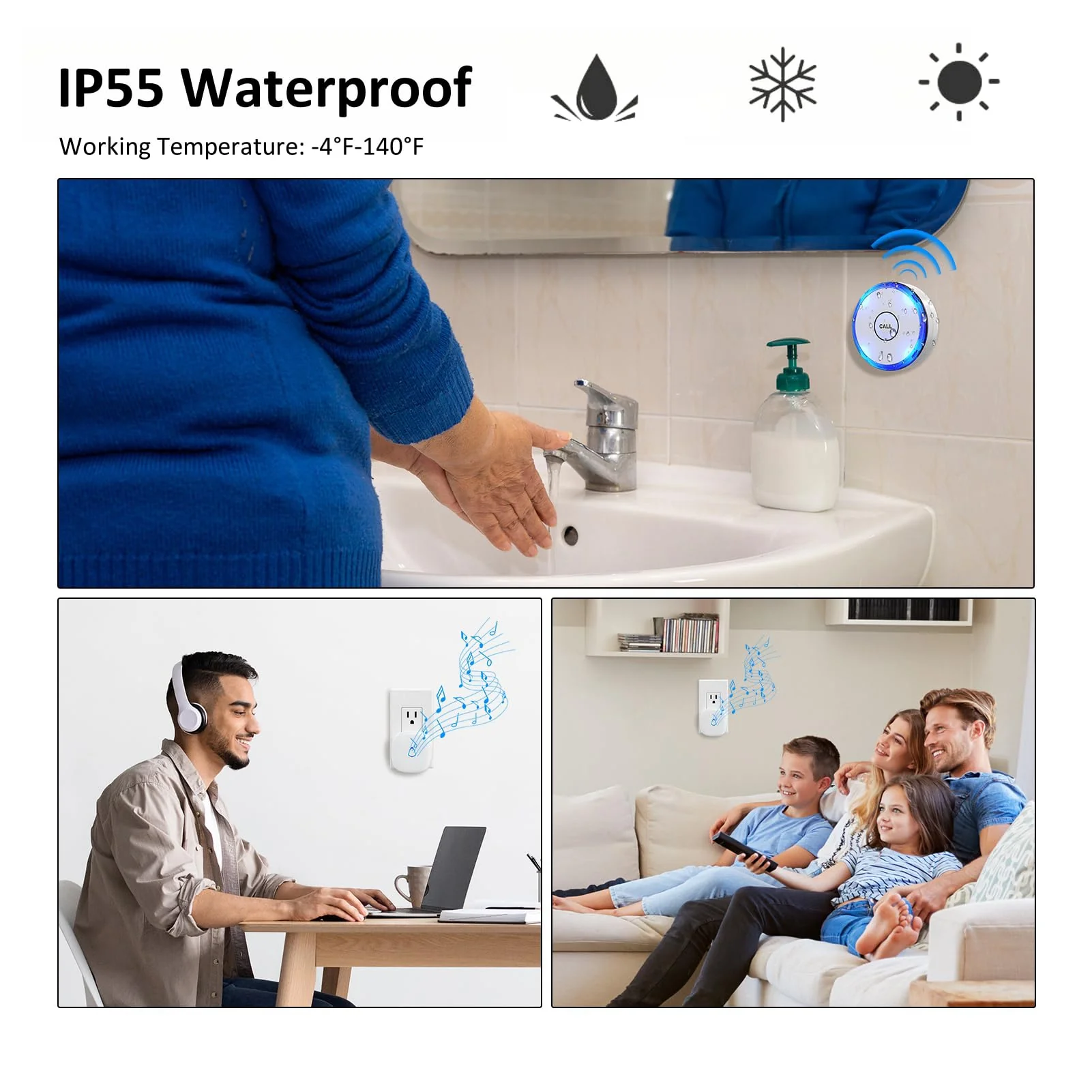 Caregiver Pager Wireless Call Button for Home, Life Alert SOS for Monitoring Elderly Assistance Products Emergency Bell Panic Button Nurse Calling for Seniors Patients Disabled Care,Waterproof 1 Receiver+ 2 Call Button - Image 6