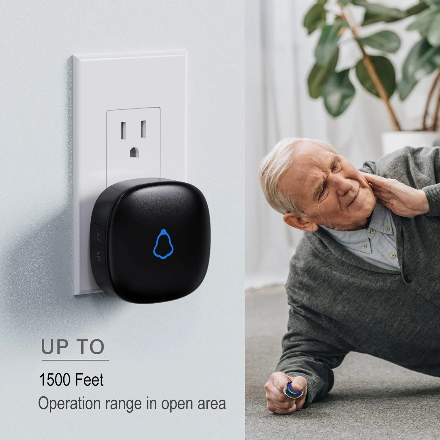 Caregiver Pager, Wireless Call Button for Seniors/Elderly at Home, 3 SOS Buttons + 3 Receivers Medical Life Alert System, Emergency Panic Call Bell, Nurse Calling & Patient Assistance Alarm 3 Receivers + 3 Call Buttons Black - Image 2